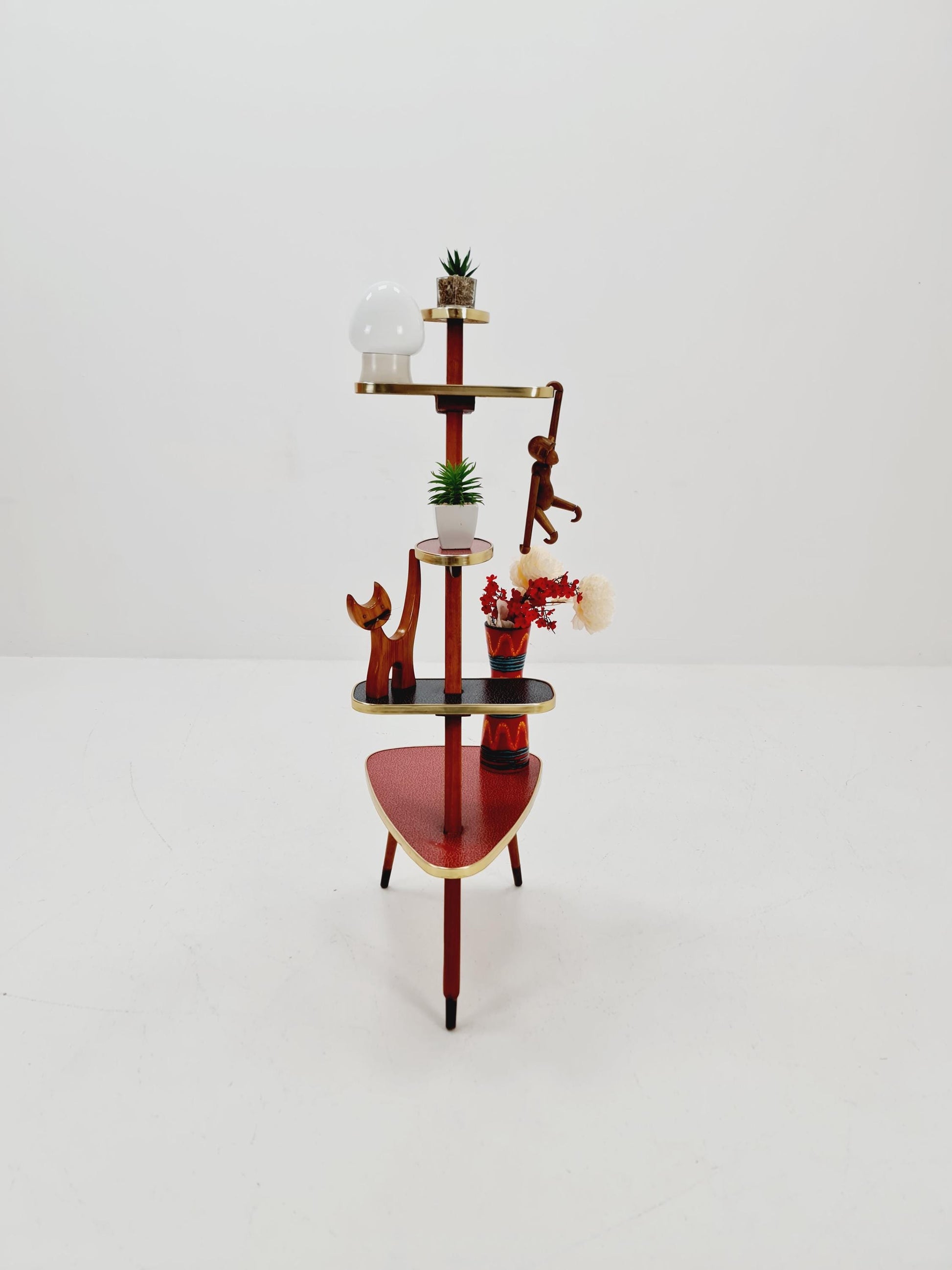 Big 1950s German Plant Stand, Colorful Vintage Mid-Century Minimalist Indoor Plant Stand Side Table Retro flower table