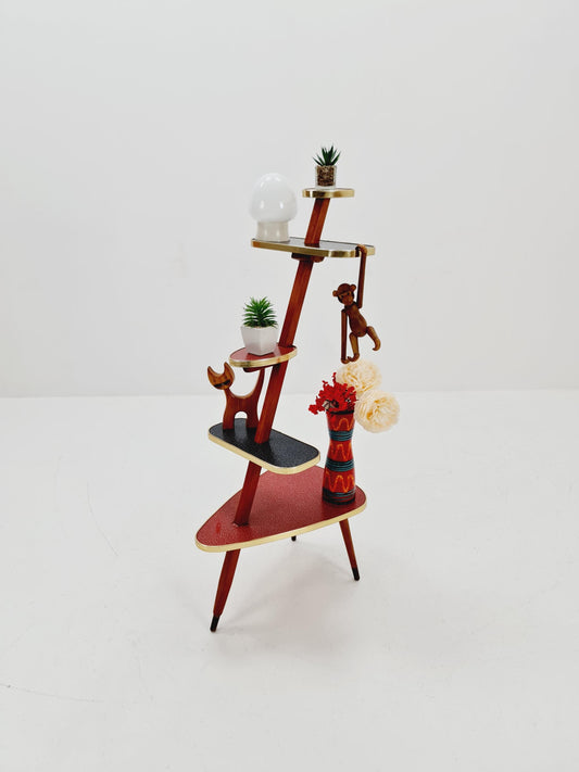 Big 1950s German Plant Stand, Colorful Vintage Mid-Century Minimalist Indoor Plant Stand Side Table Retro flower table