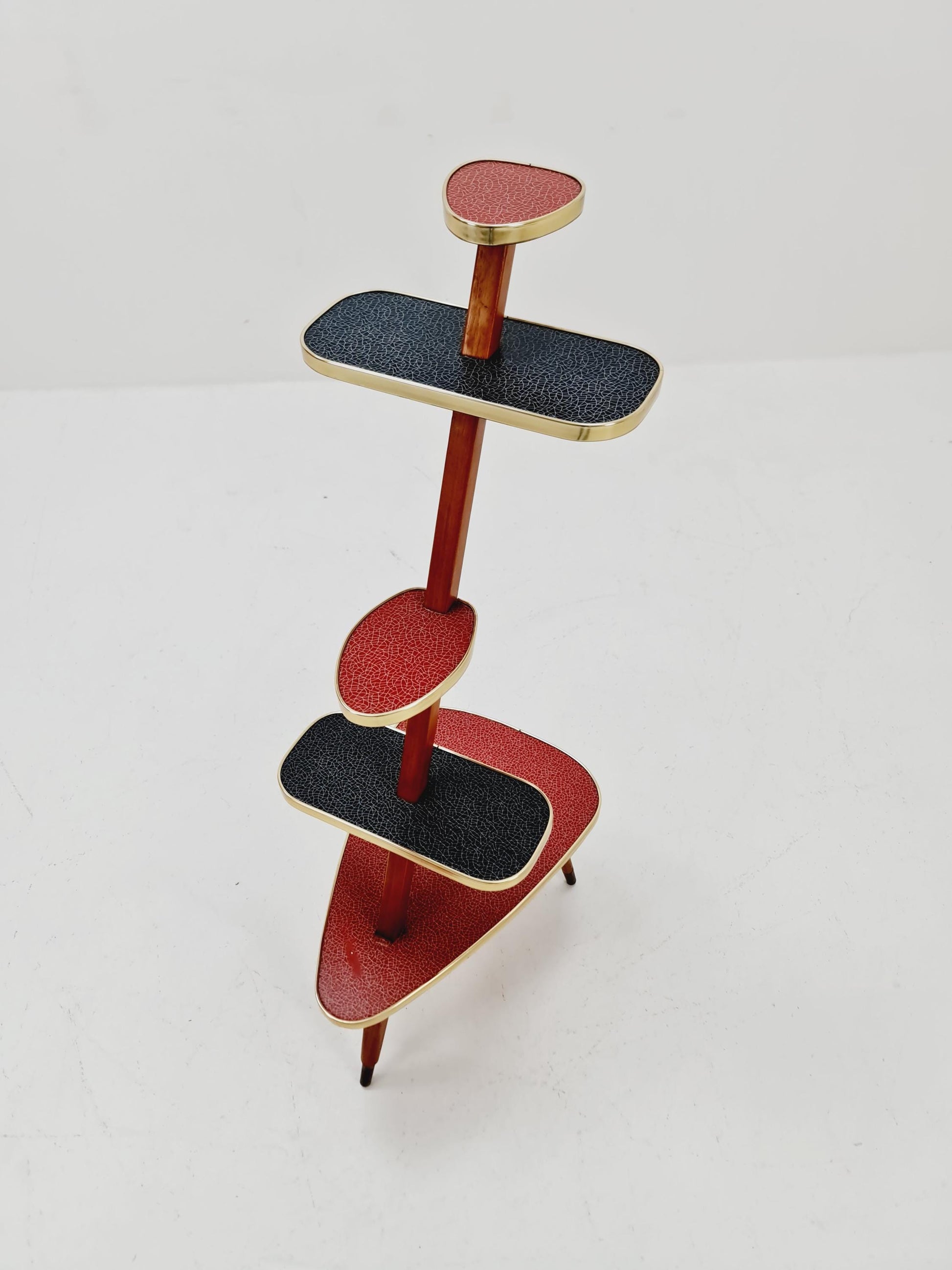 Big 1950s German Plant Stand, Colorful Vintage Mid-Century Minimalist Indoor Plant Stand Side Table Retro flower table