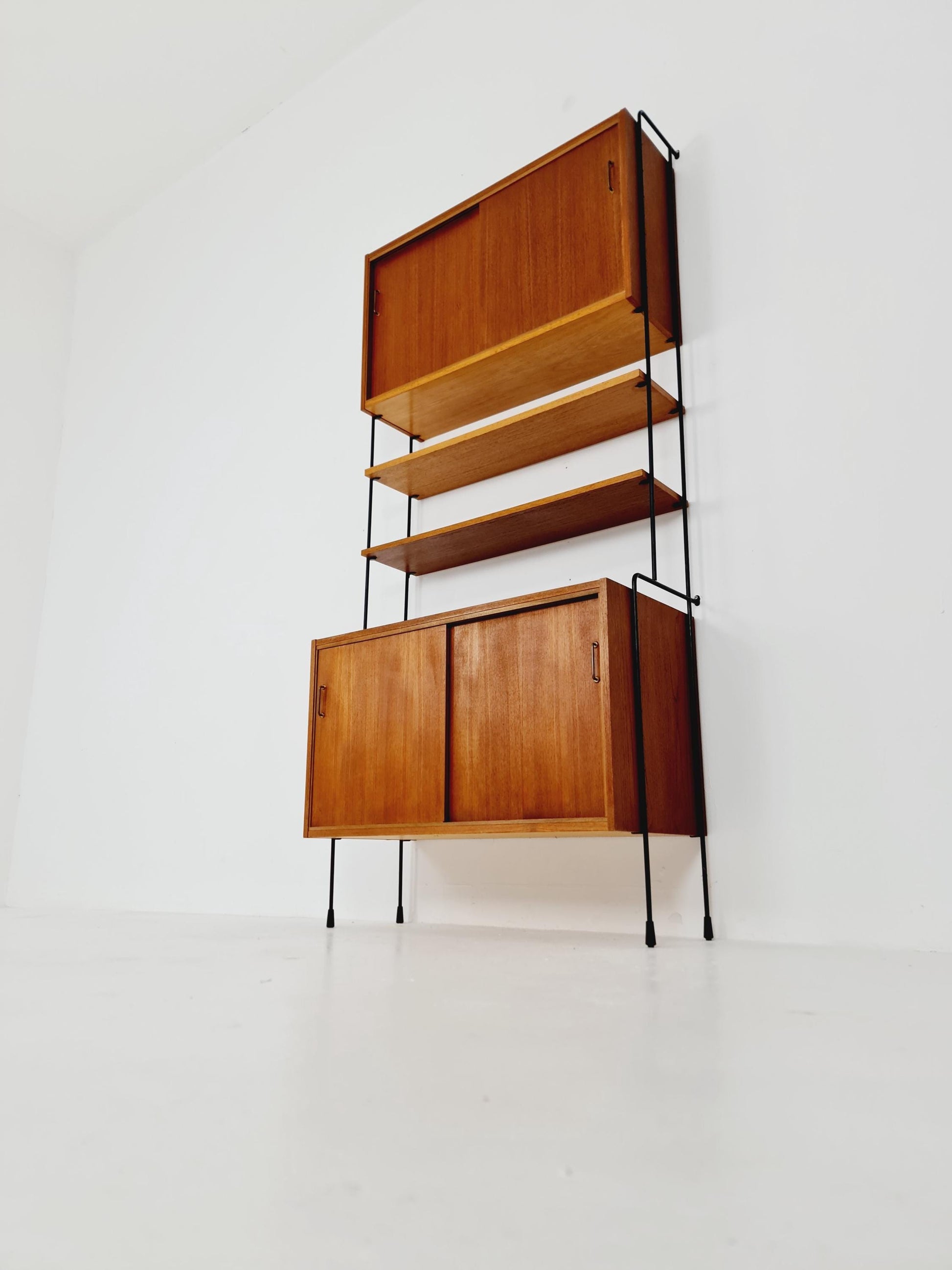 Mid century Teak wall shelving unit by Hilker for Omnia, Germany, 1960s