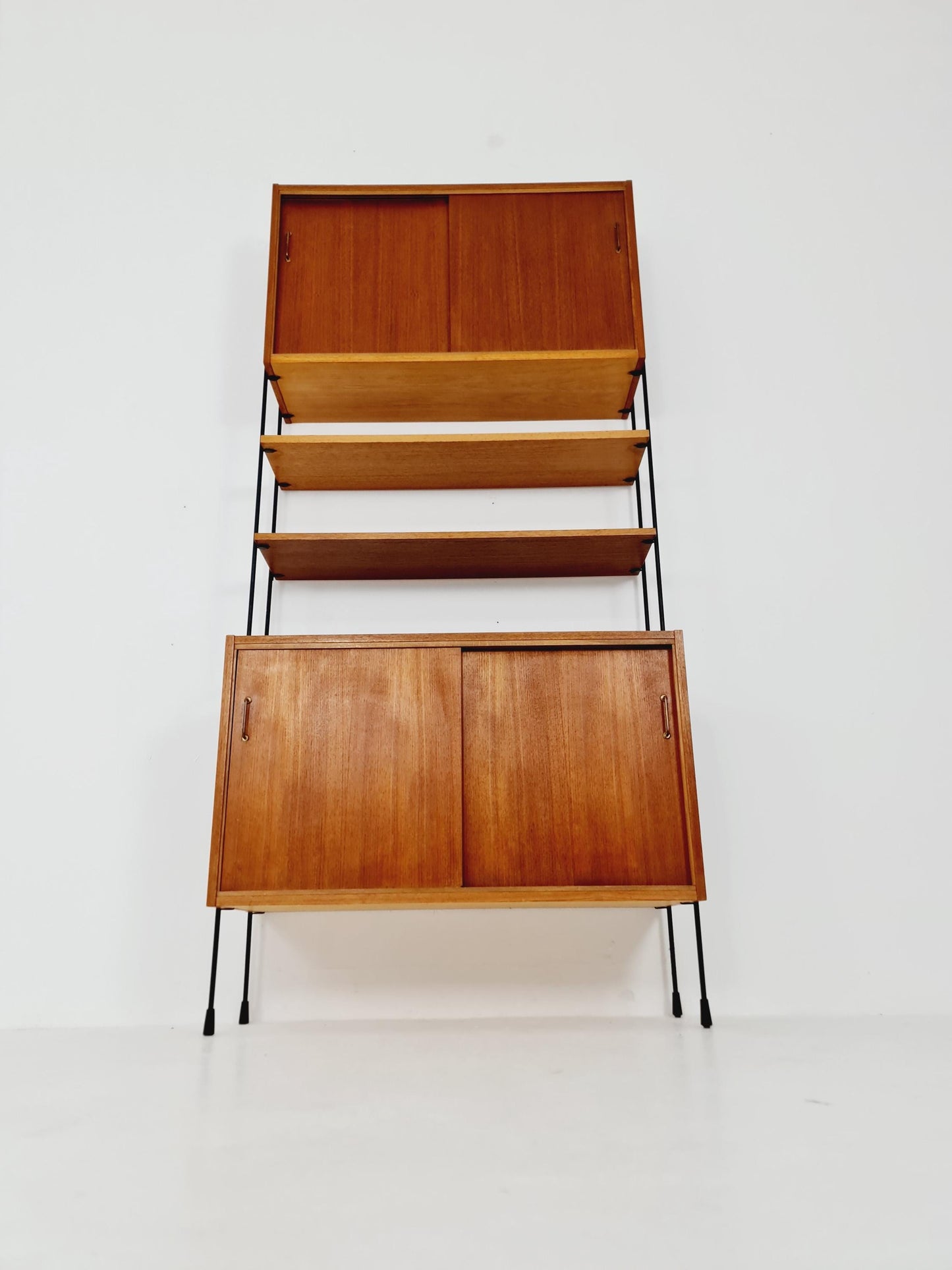 Mid century Teak wall shelving unit by Hilker for Omnia, Germany, 1960s