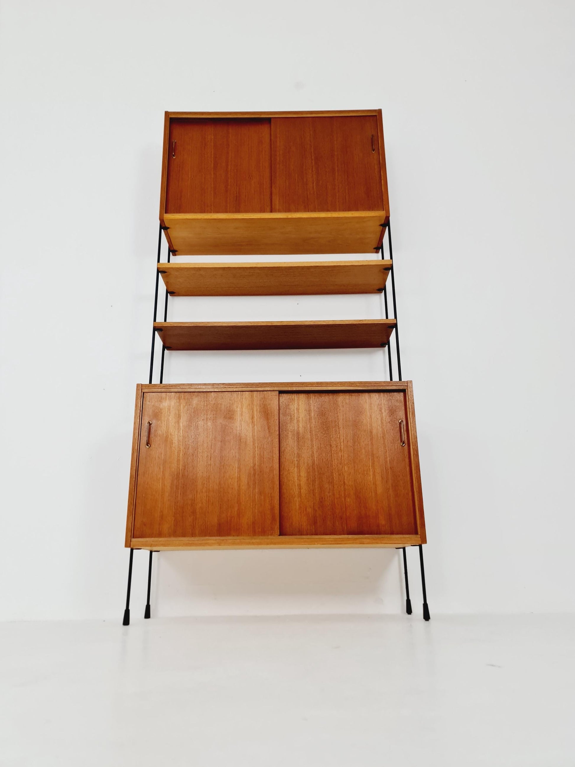 Mid century Teak wall shelving unit by Hilker for Omnia, Germany, 1960s