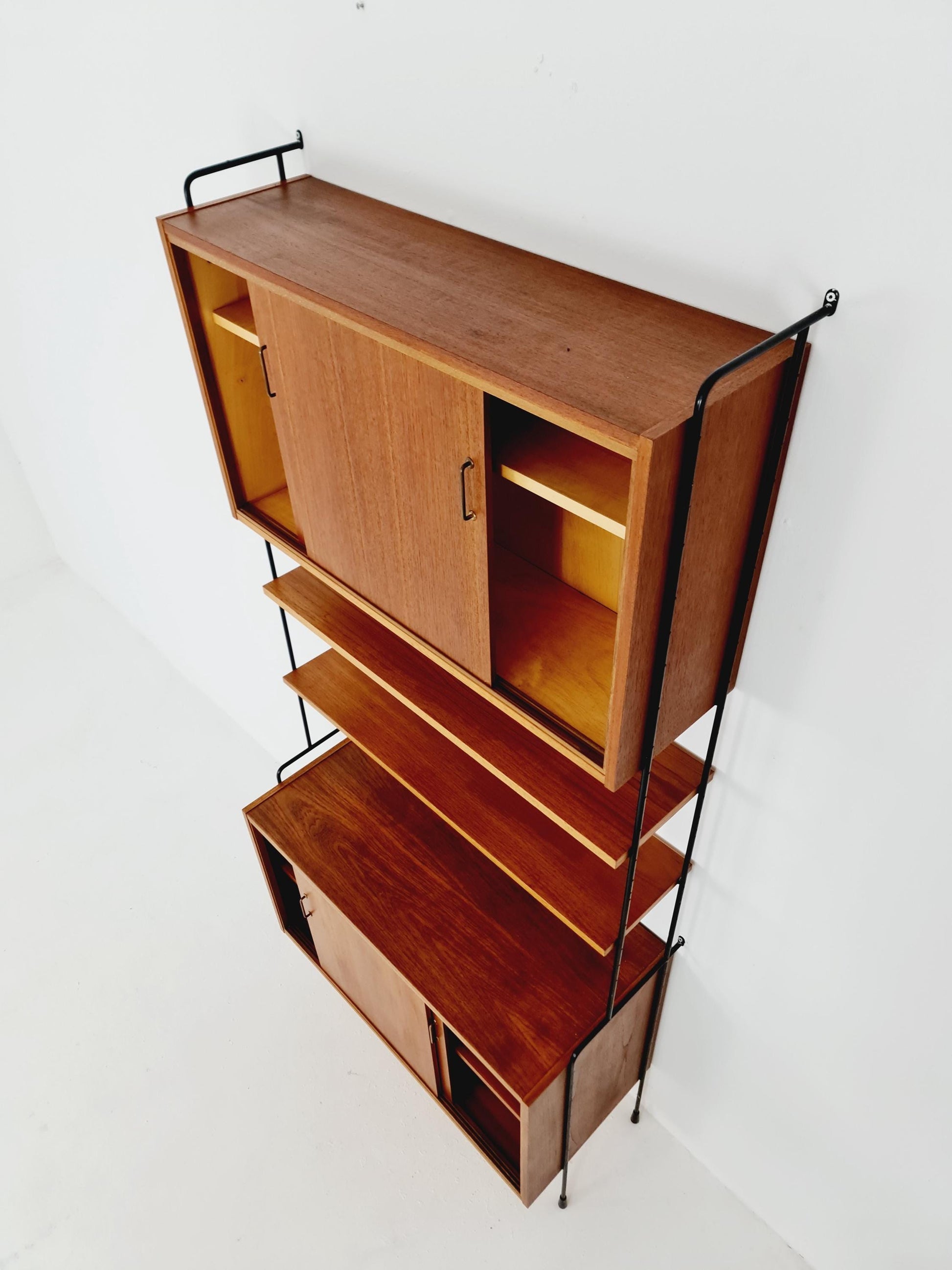Mid century Teak wall shelving unit by Hilker for Omnia, Germany, 1960s