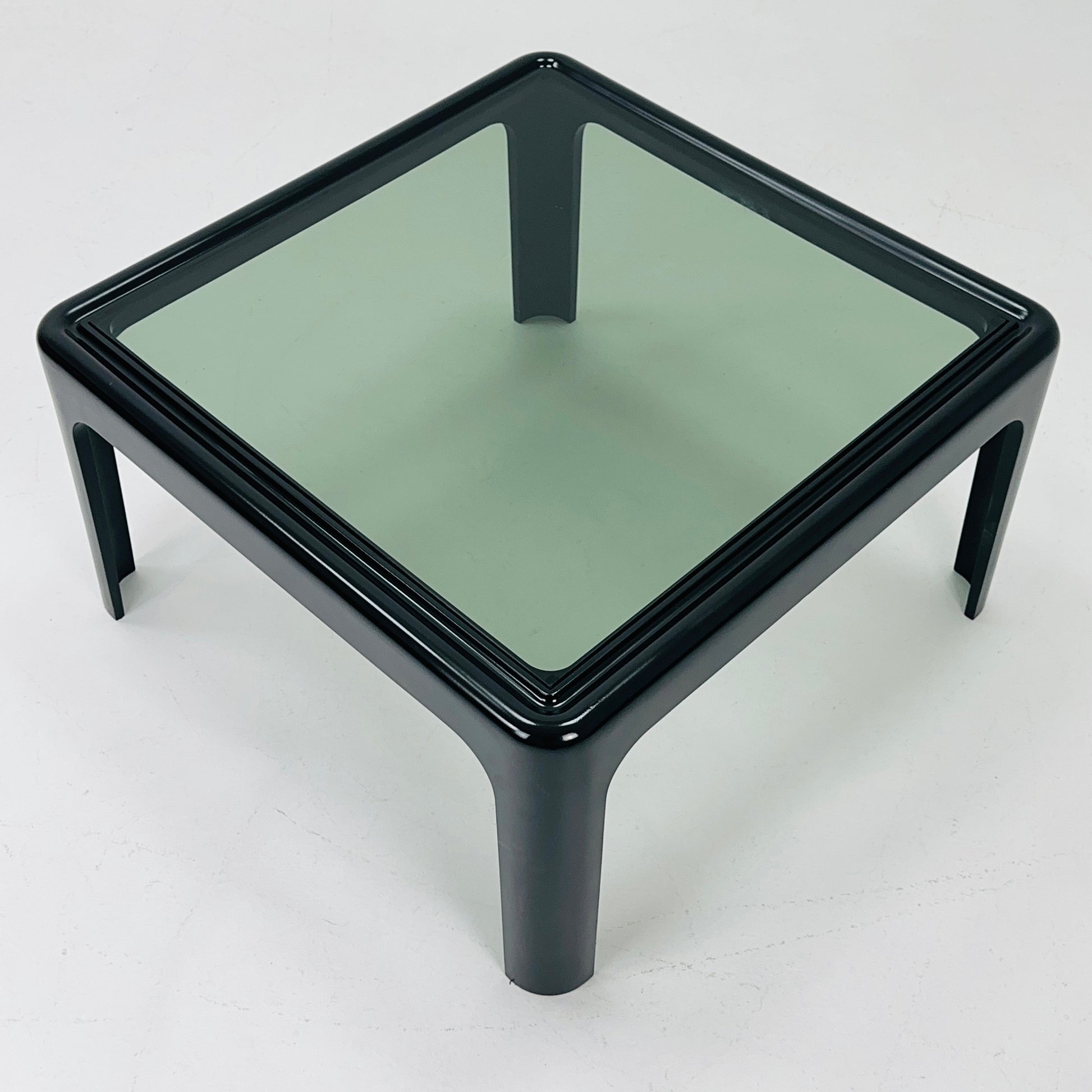 Mid-Century Space Age green smoked glass coffee table by Peter Ghyczy for Horn Collection, 1960s