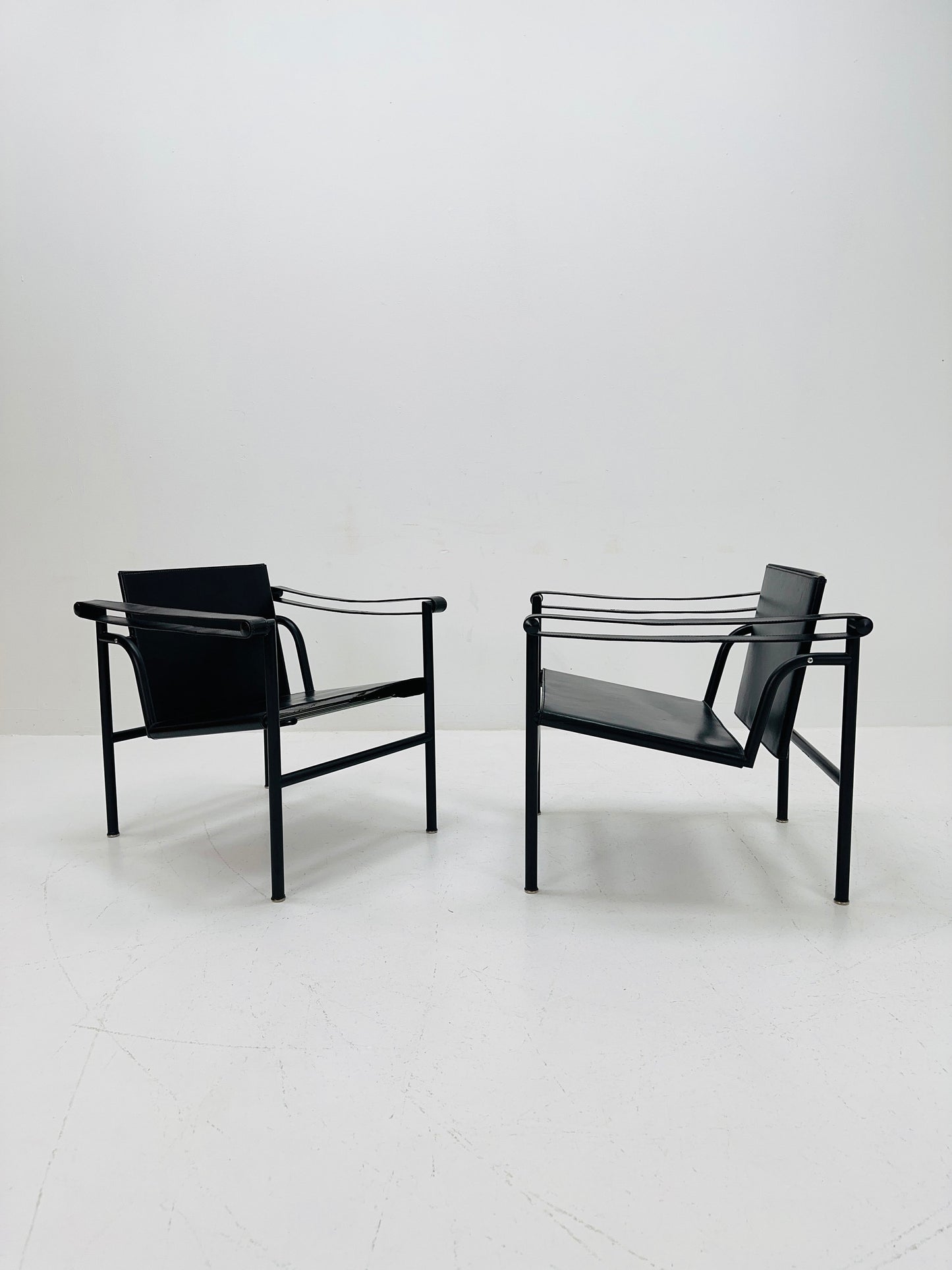 1 of 2 Lc 1 Mid century black edition armchair by Le Corbusier for Cassina Italy 1970s