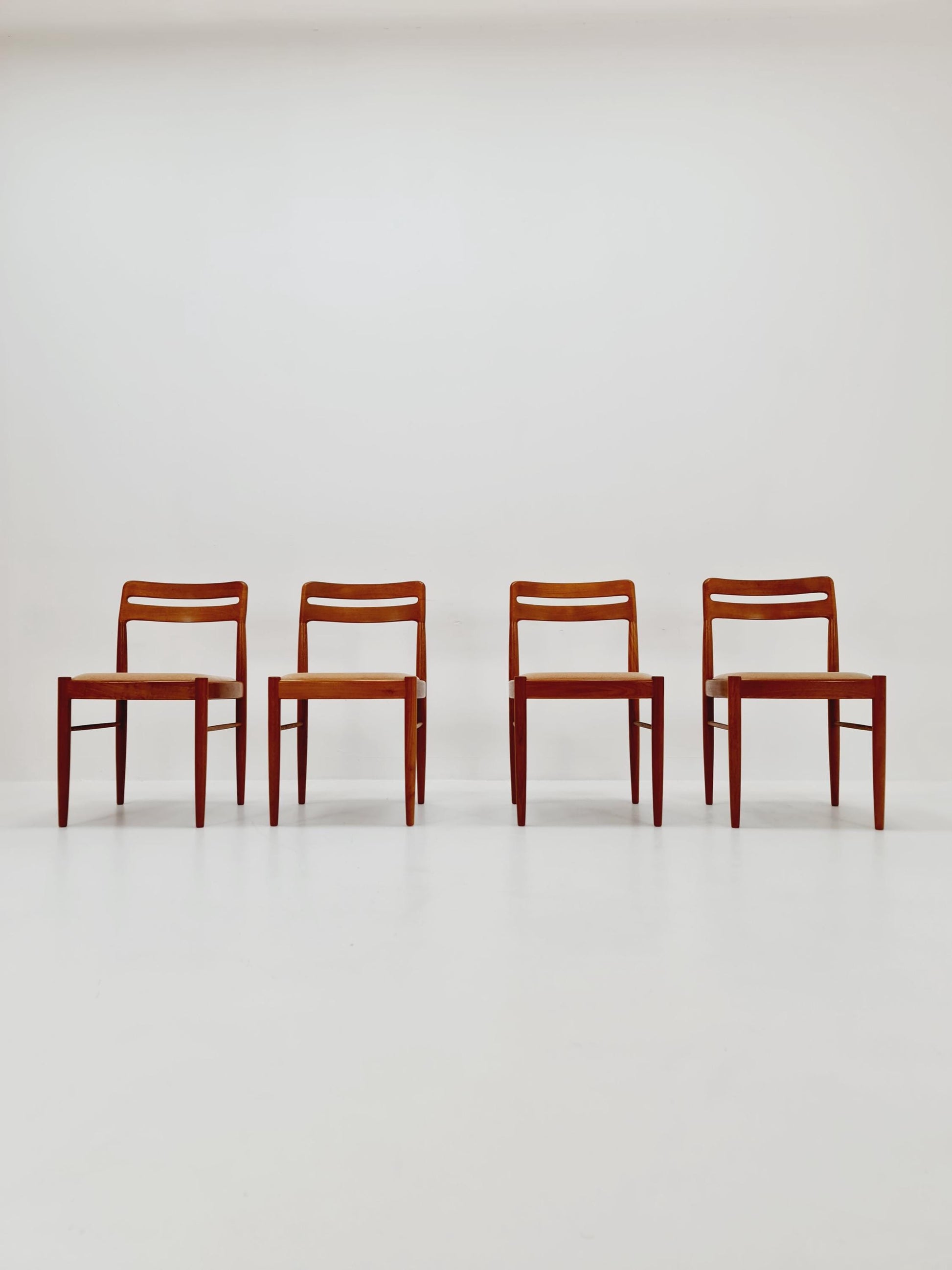 Danish teak Original fabric dining chairs by H. W. Klein for Bramin, 1960s, set of 4
