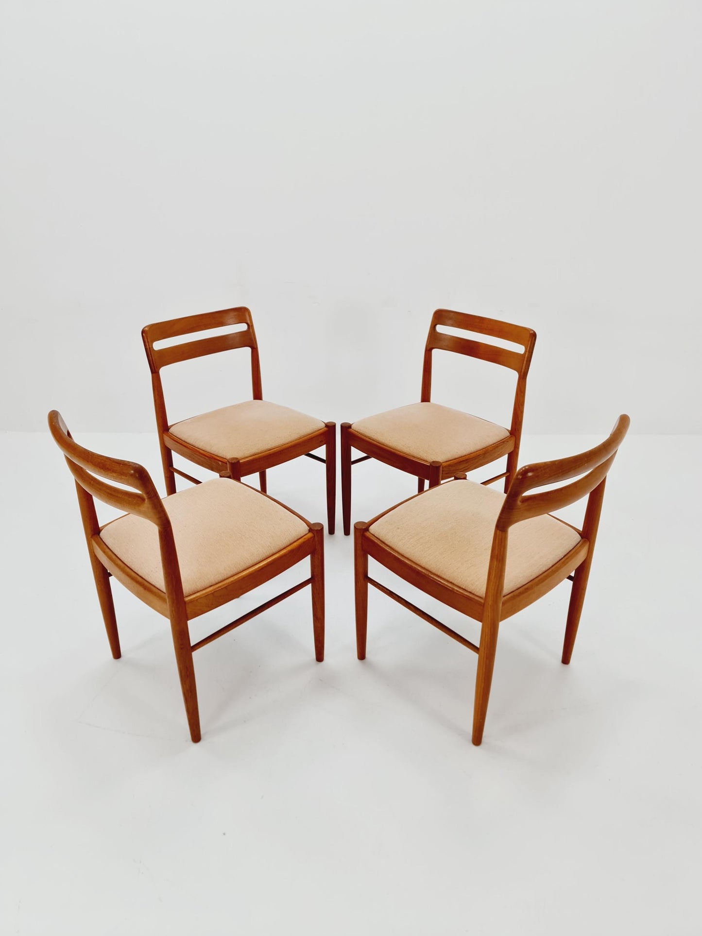 Danish teak Original fabric dining chairs by H. W. Klein for Bramin, 1960s, set of 4