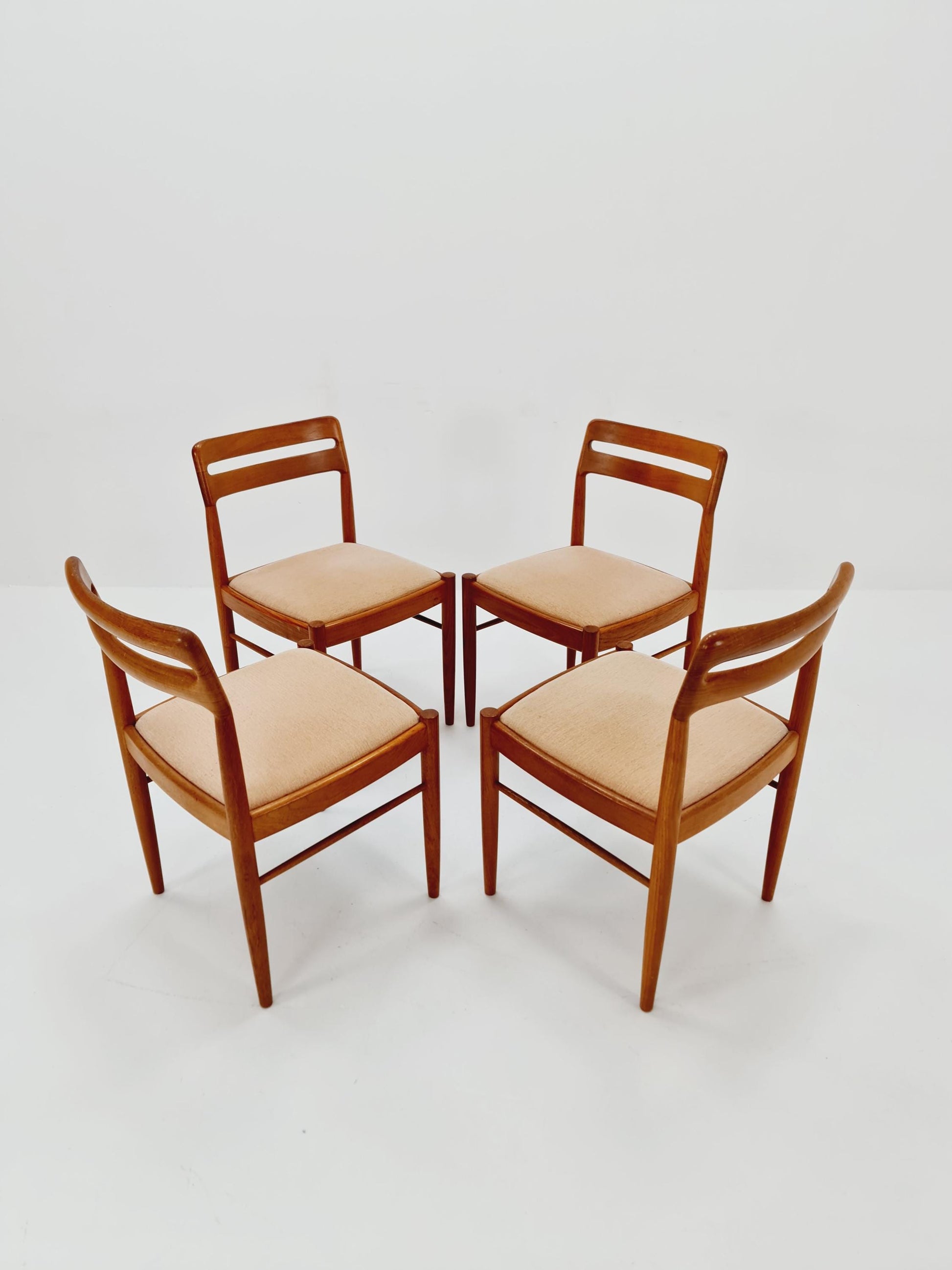Danish teak Original fabric dining chairs by H. W. Klein for Bramin, 1960s, set of 4