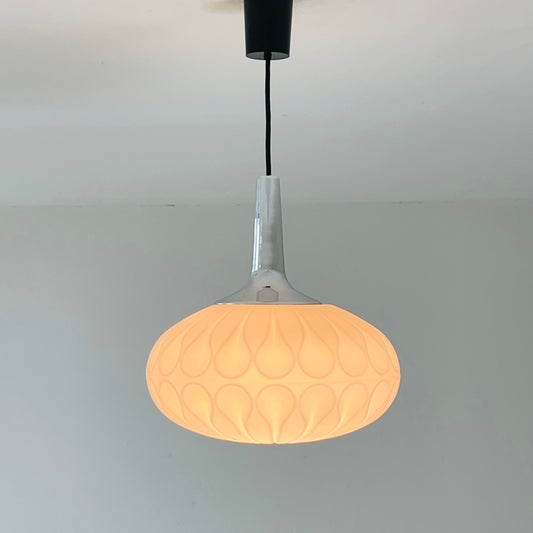 Mid century opaline glass pendant lamp from Peill & Putzler, Germany 1970s