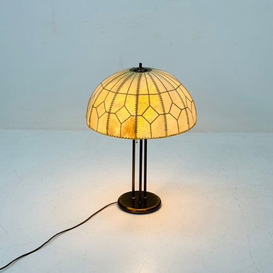 Mid century table lamp with sewn shade by Idell Kaiser Leuchten, 1960s
