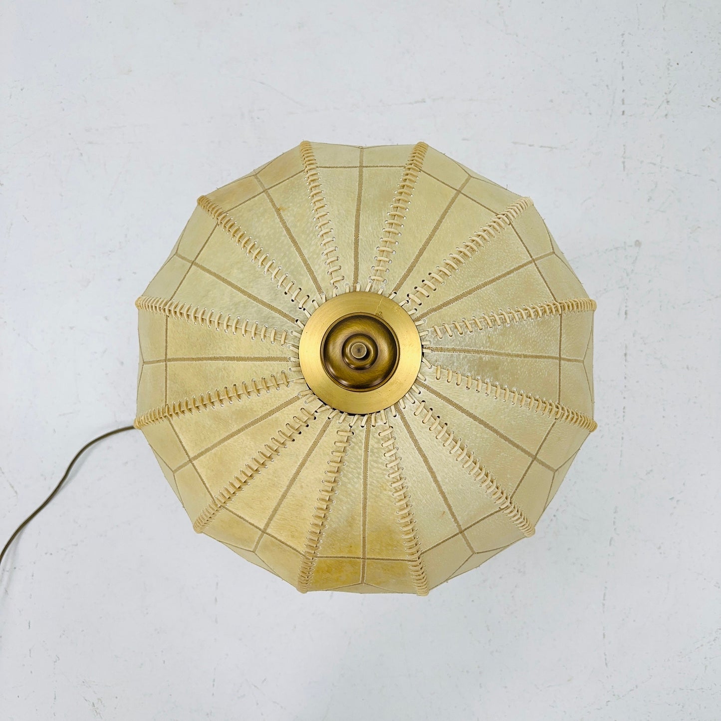 Mid century table lamp with sewn shade by Idell Kaiser Leuchten, 1960s