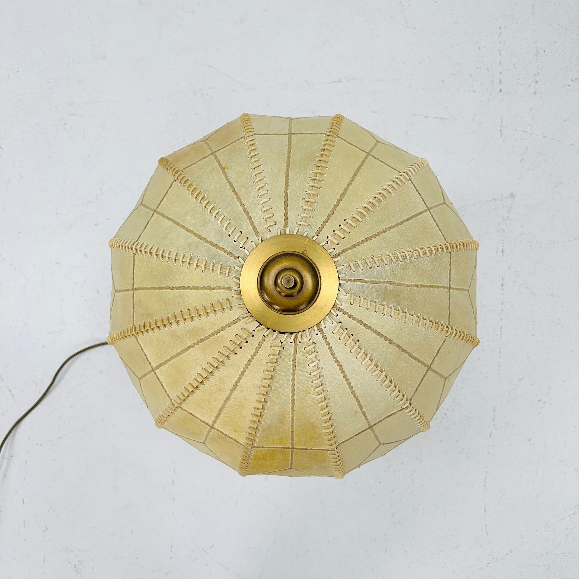 Mid century table lamp with sewn shade by Idell Kaiser Leuchten, 1960s