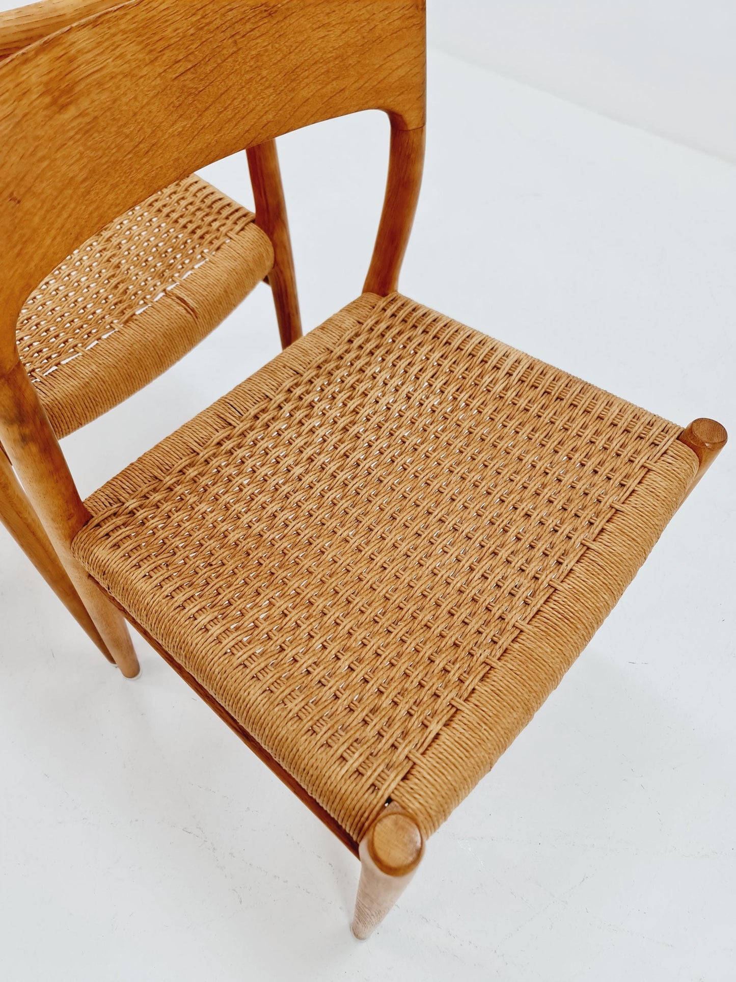 Vintage Danish Oak dining charis by Niels Otto Moller Model 75, 1960s, set of 2