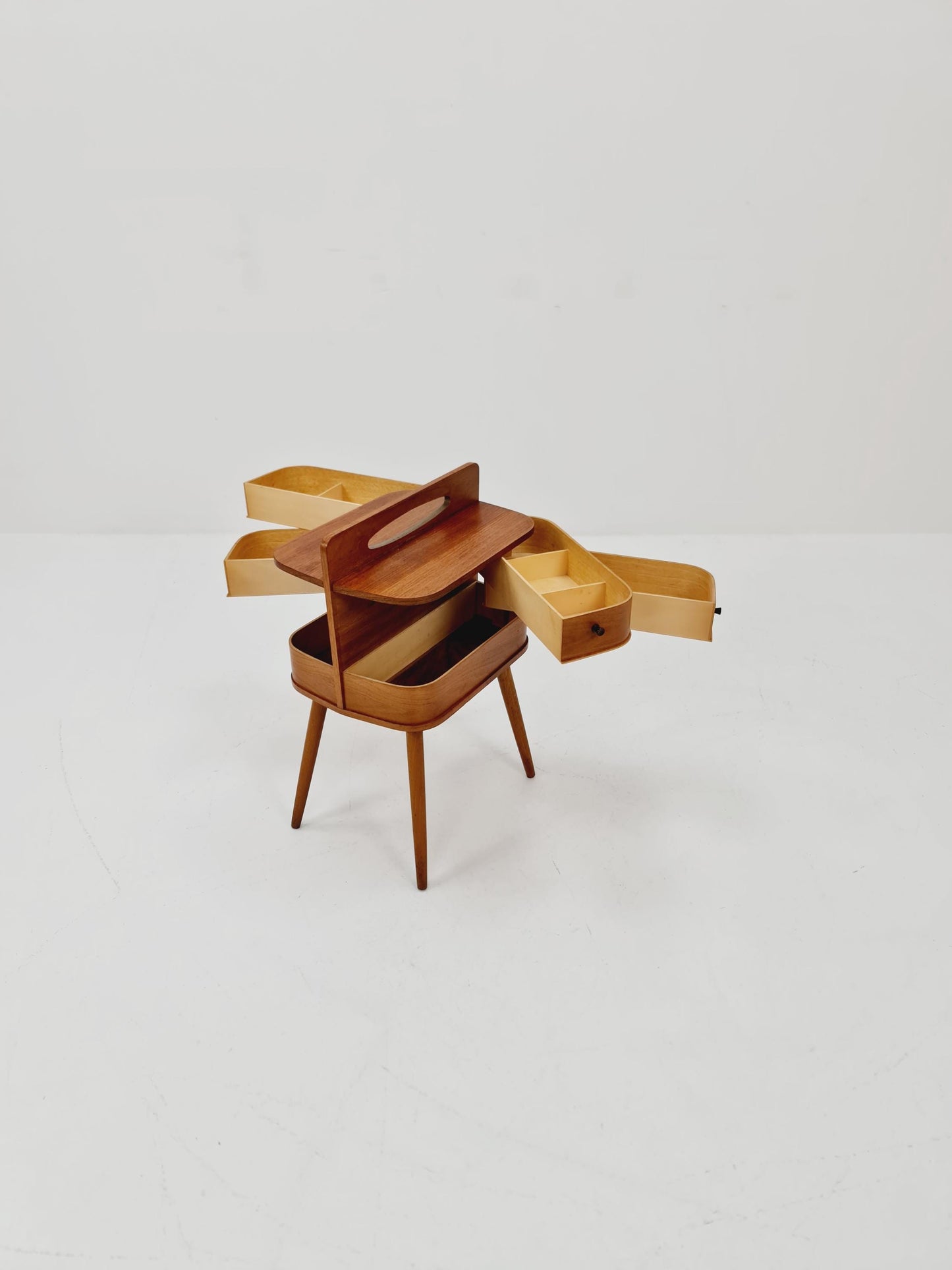 Vintage teak sweing table/ side table cabinet, 1960s