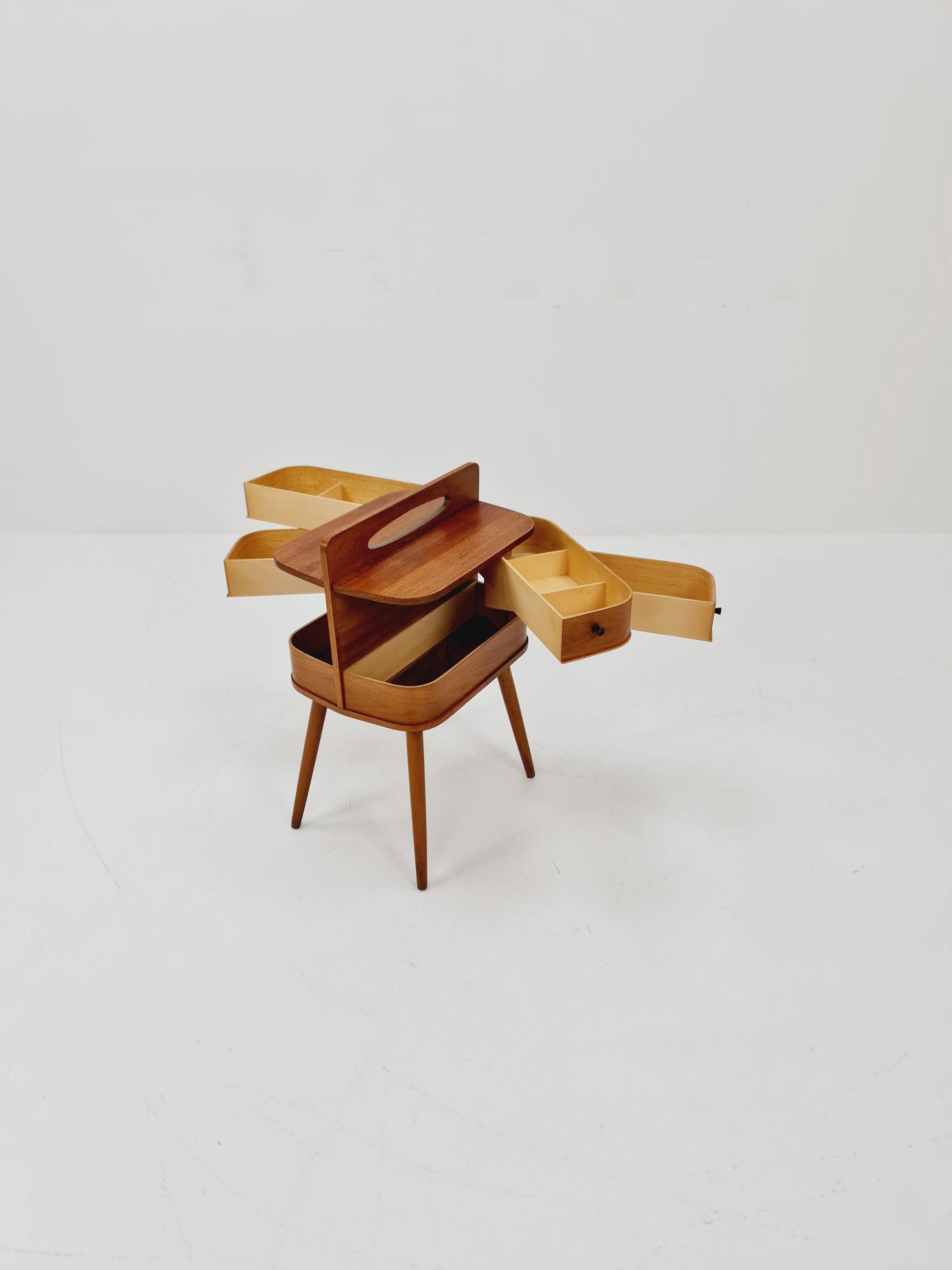 Vintage teak sweing table/ side table cabinet, 1960s