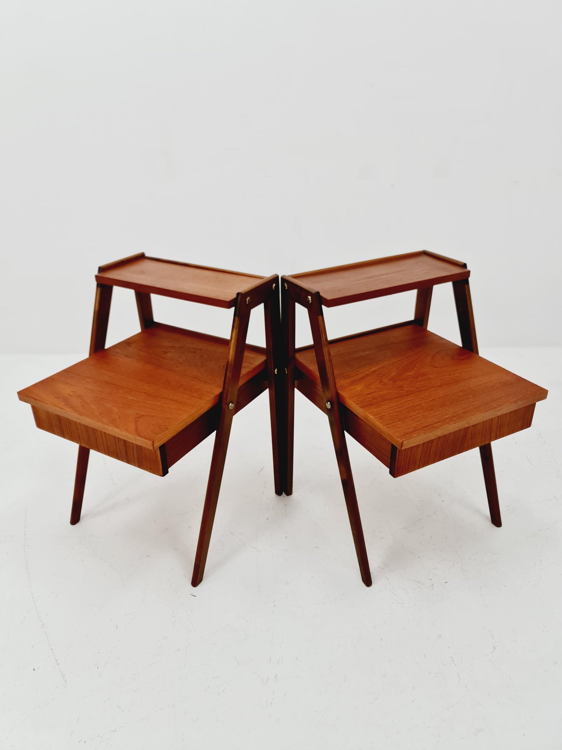 Pair of Danish teak vintage bedside tables/ Night stands, 1960s