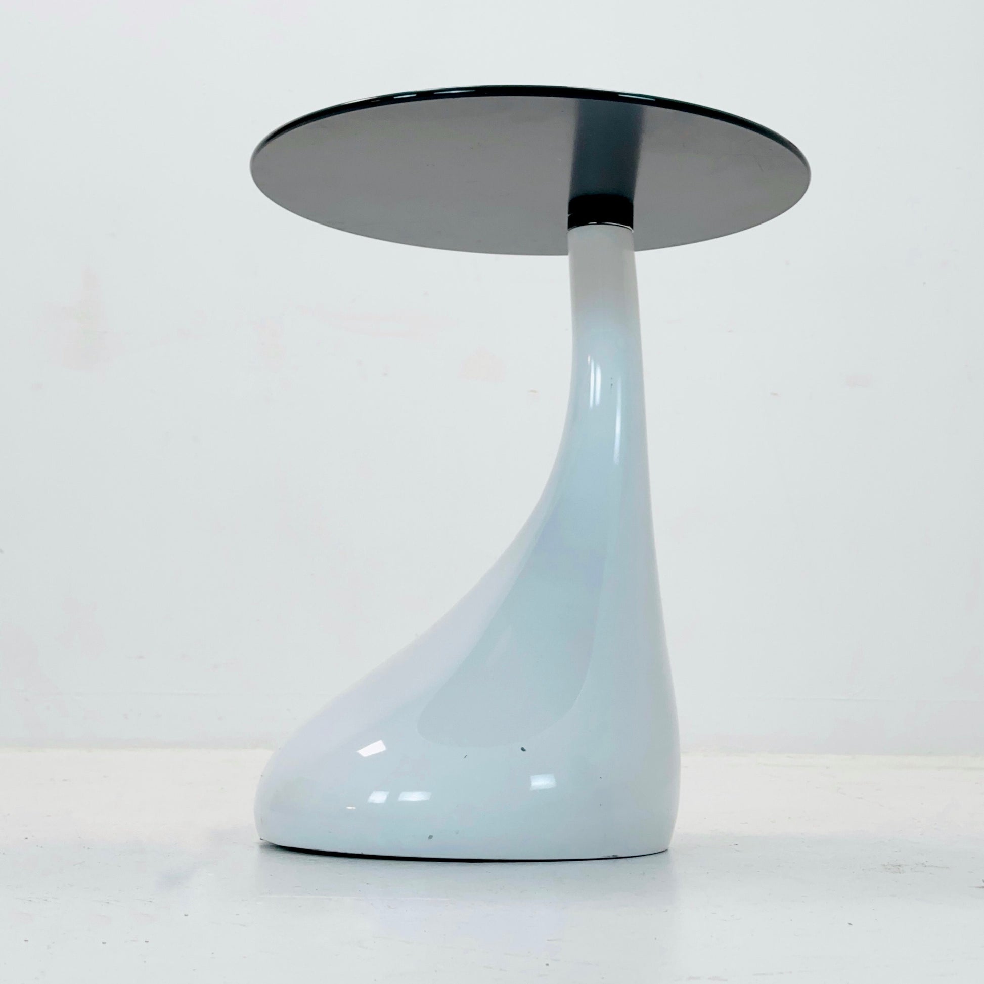 Mid-Century Style Side Table - Pop Art Bedside Table, white and black Glass Germany