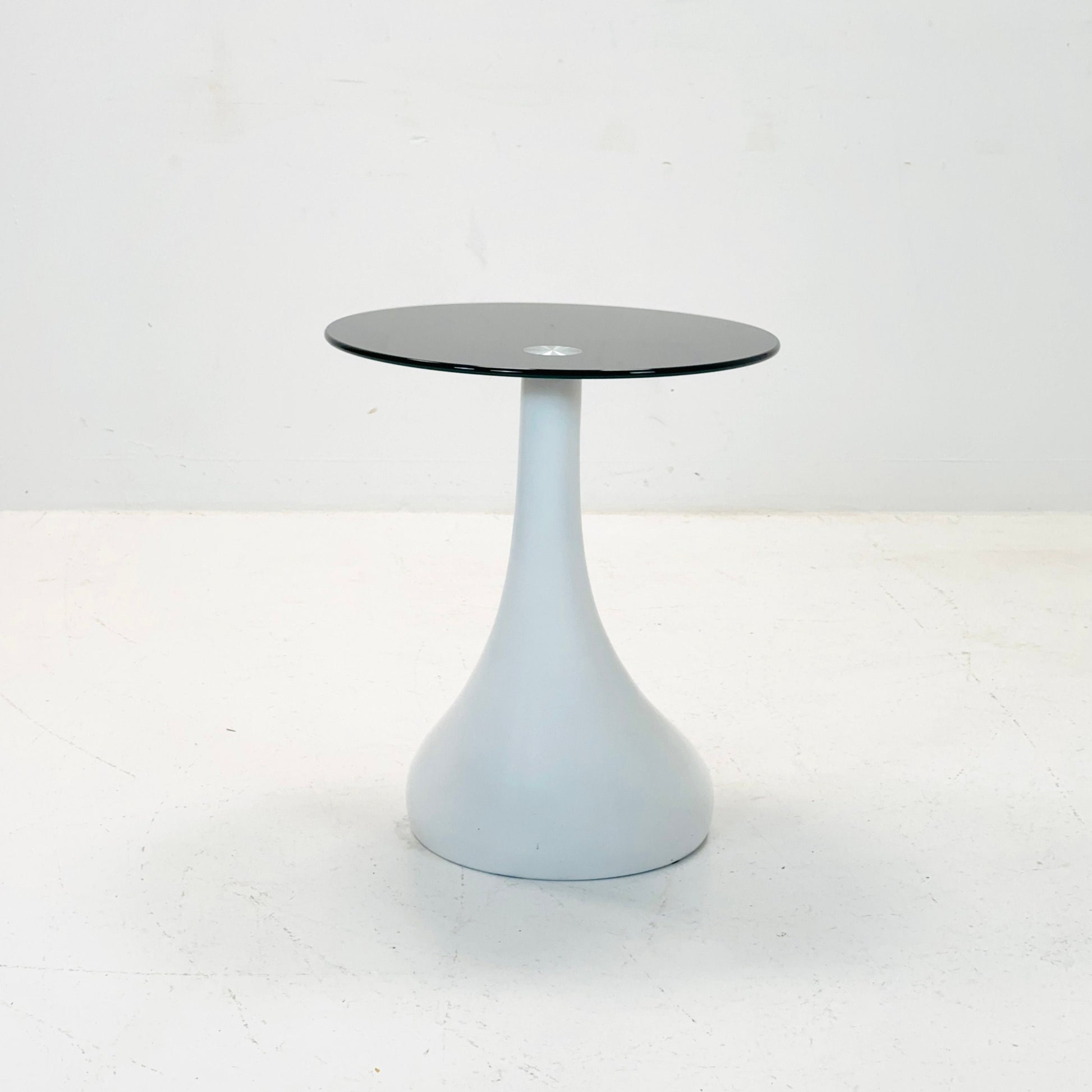 Mid-Century Style Side Table - Pop Art Bedside Table, white and black Glass Germany