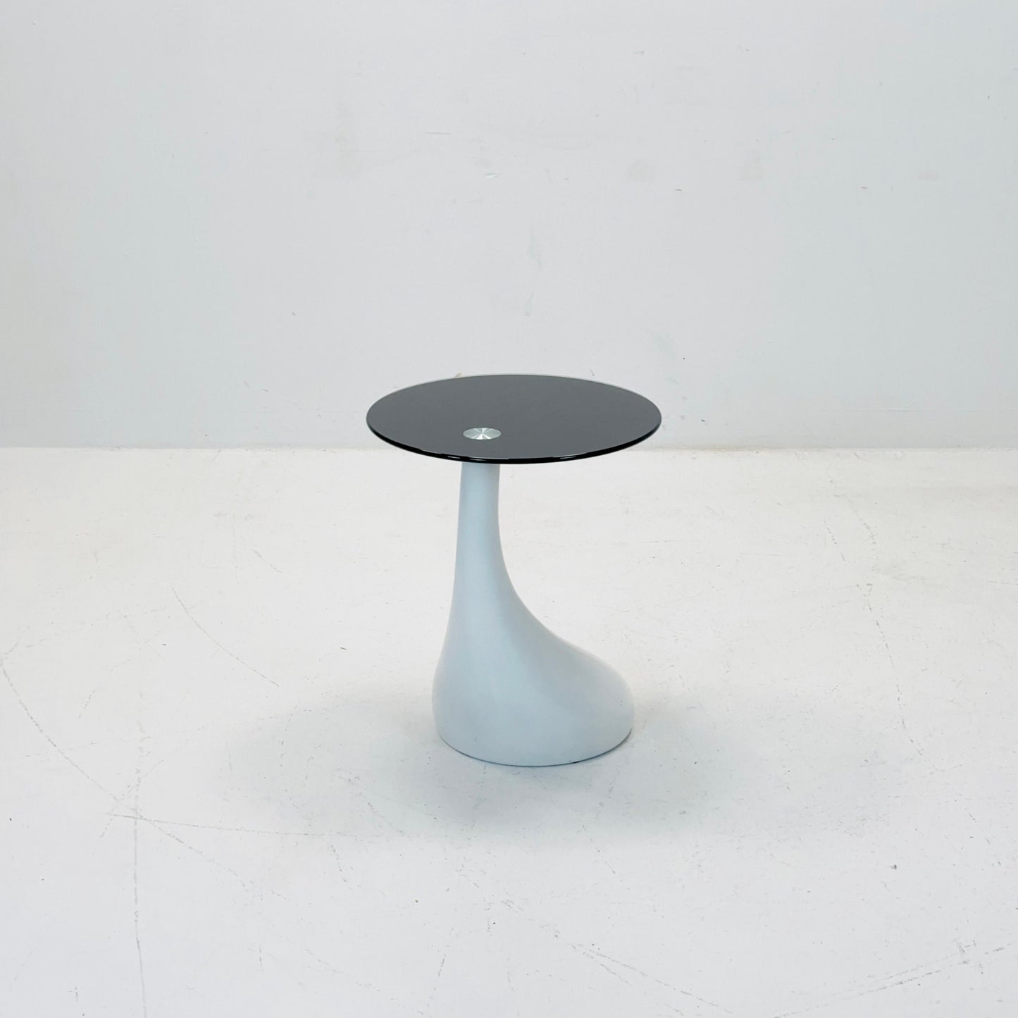 Mid-Century Style Side Table - Pop Art Bedside Table, white and black Glass Germany