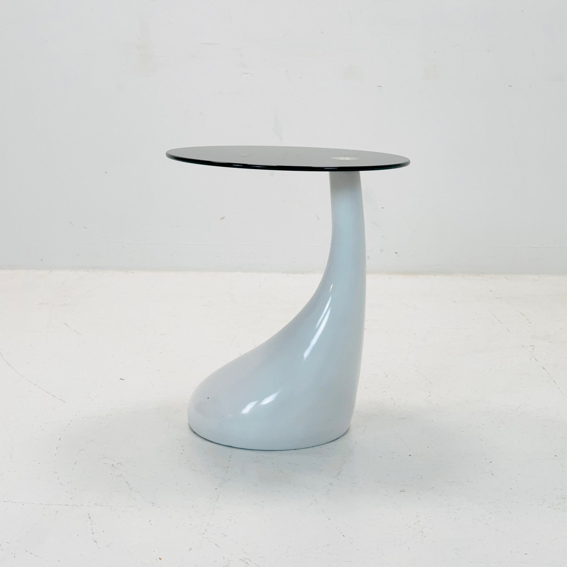 Mid-Century Style Side Table - Pop Art Bedside Table, white and black Glass Germany