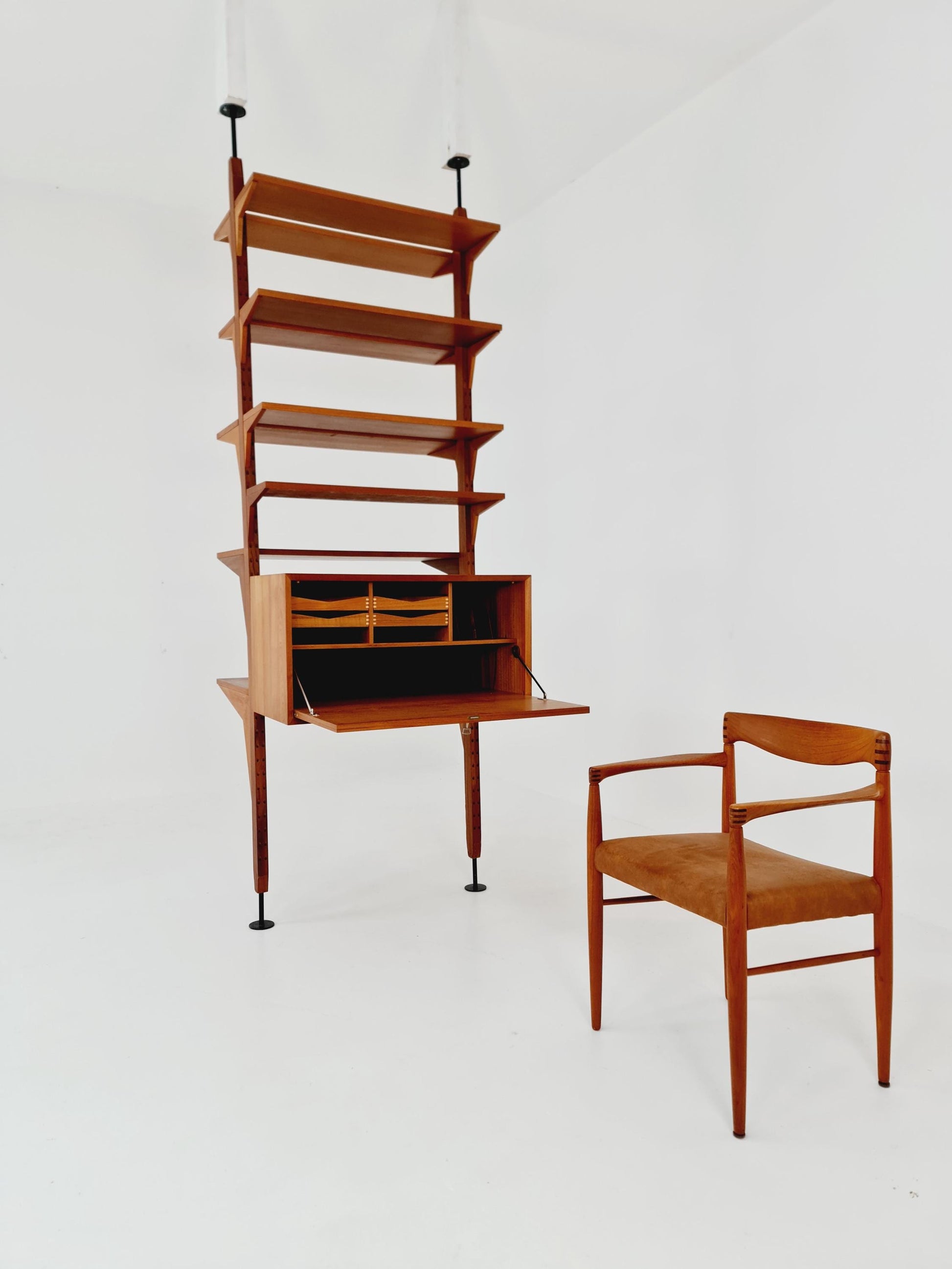 Two sides Midcentury Danish teak free standing room divider shelving Unit, by Poul Cadovius, 1960s