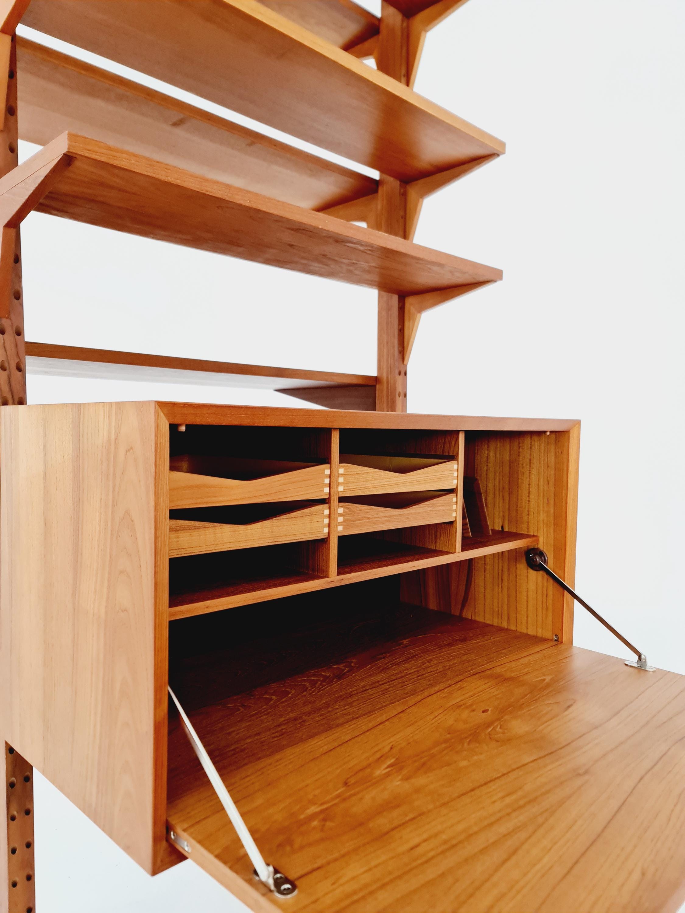 Two sides Midcentury Danish teak free standing room divider