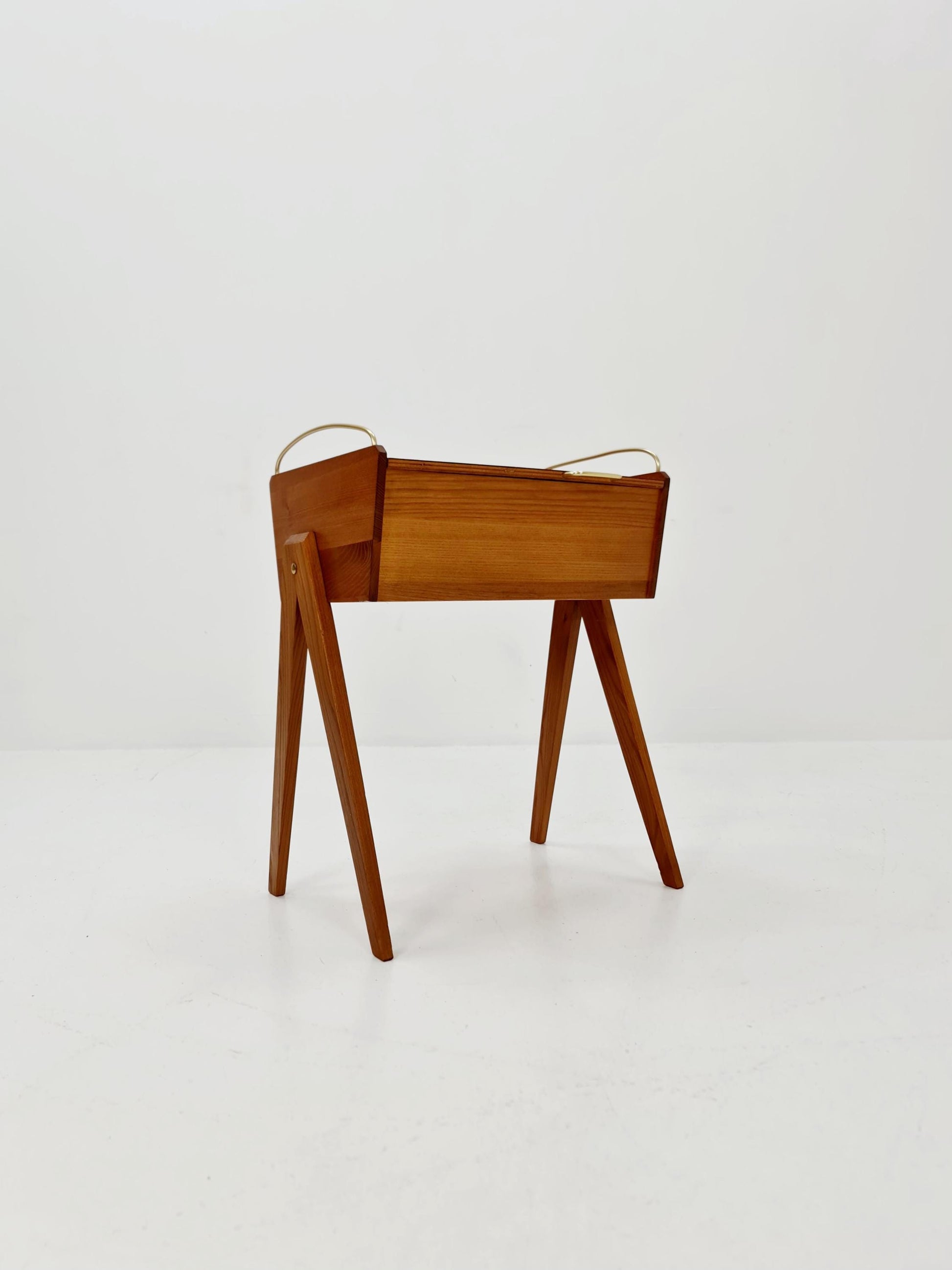 Vintage Ash wood sweing table/ side table cabinet, 1960s