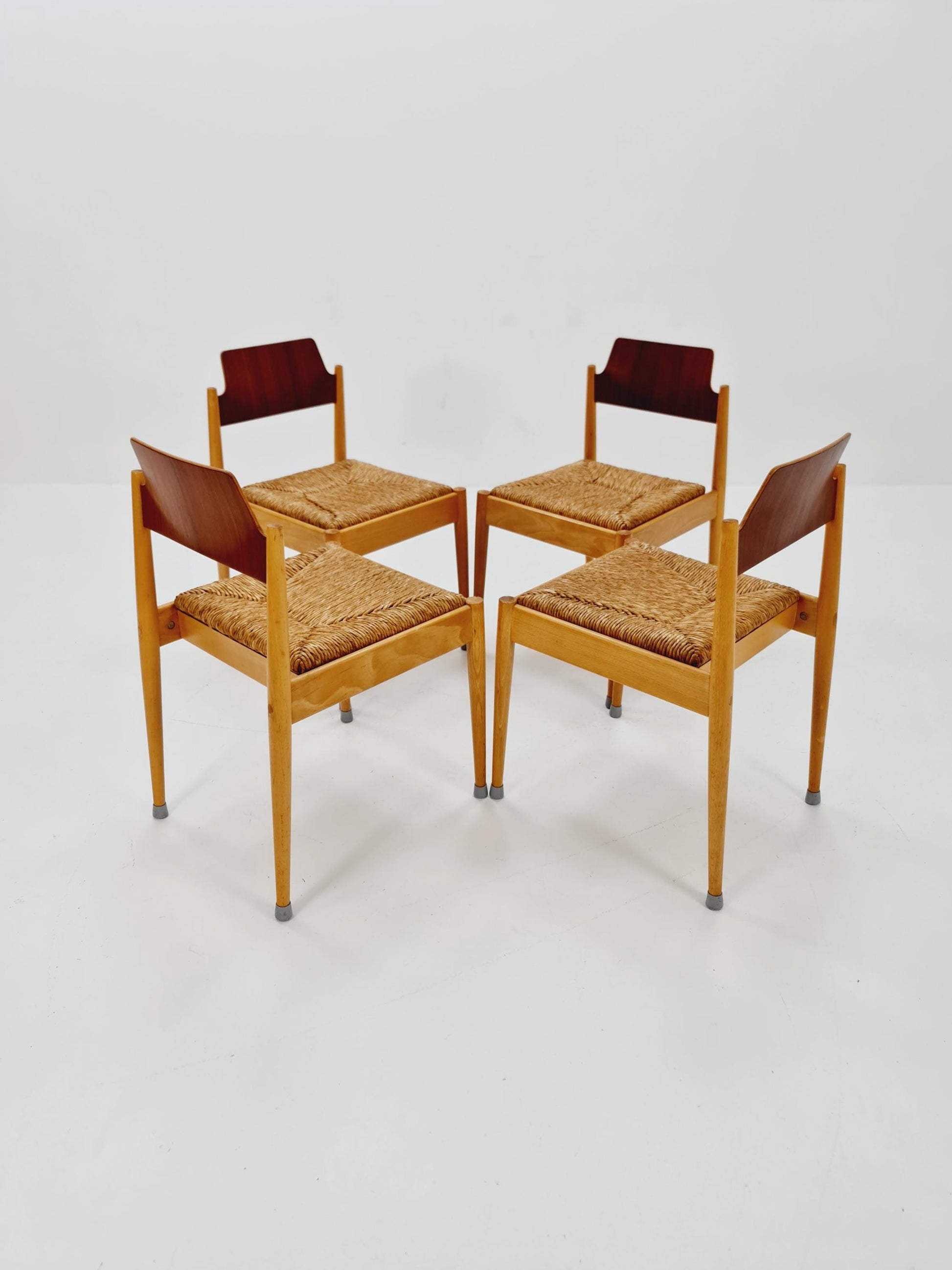 1 of 8 Vintage Teak German Dining Chairs by Egon Eiermann for Wilde and Spieth , 1950s,