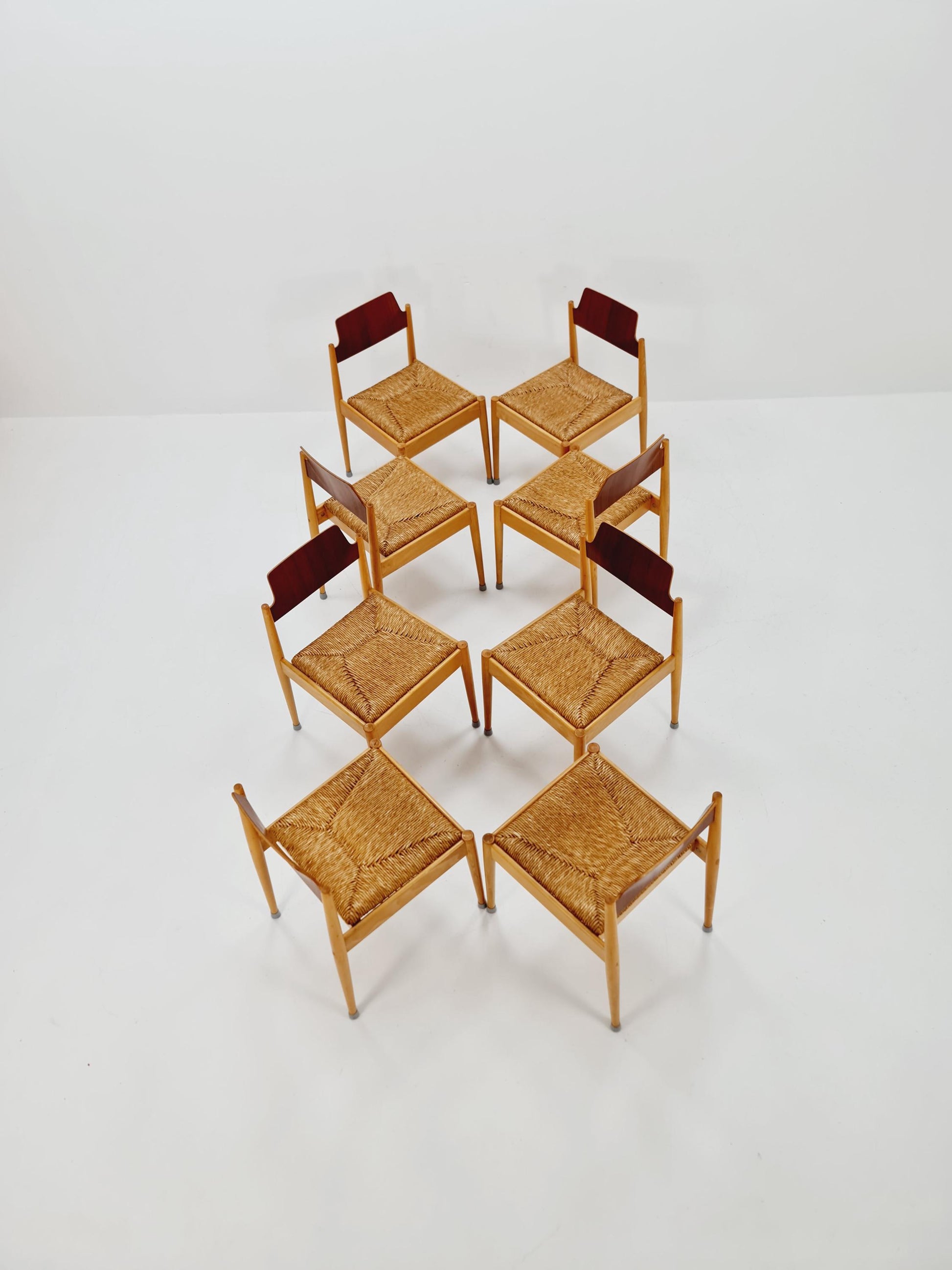 1 of 8 Vintage Teak German Dining Chairs by Egon Eiermann for Wilde and Spieth , 1950s,