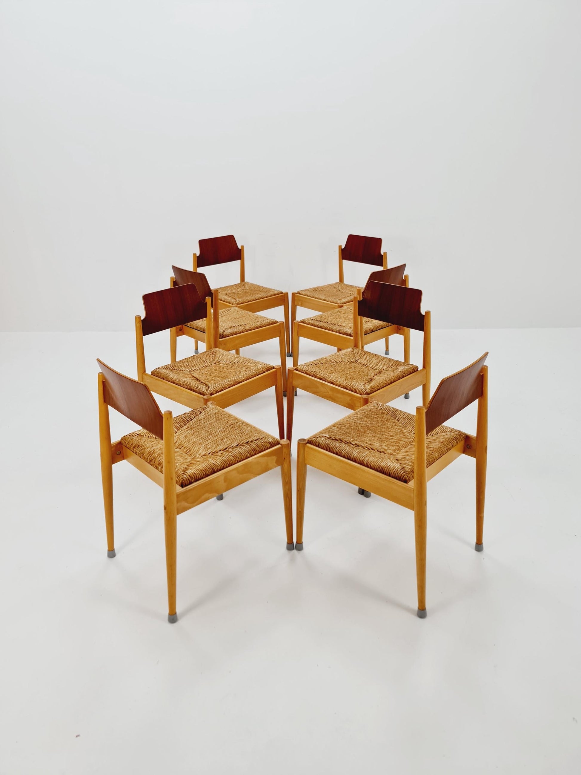1 of 8 Vintage Teak German Dining Chairs by Egon Eiermann for Wilde and Spieth , 1950s,