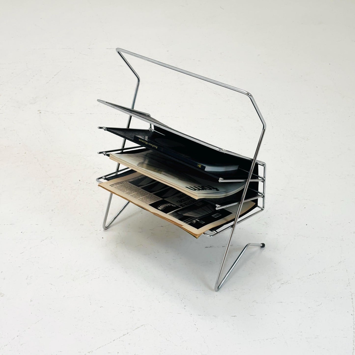 Mid-Century bauhaus Minimalist stand Magazine Rack, 1960s