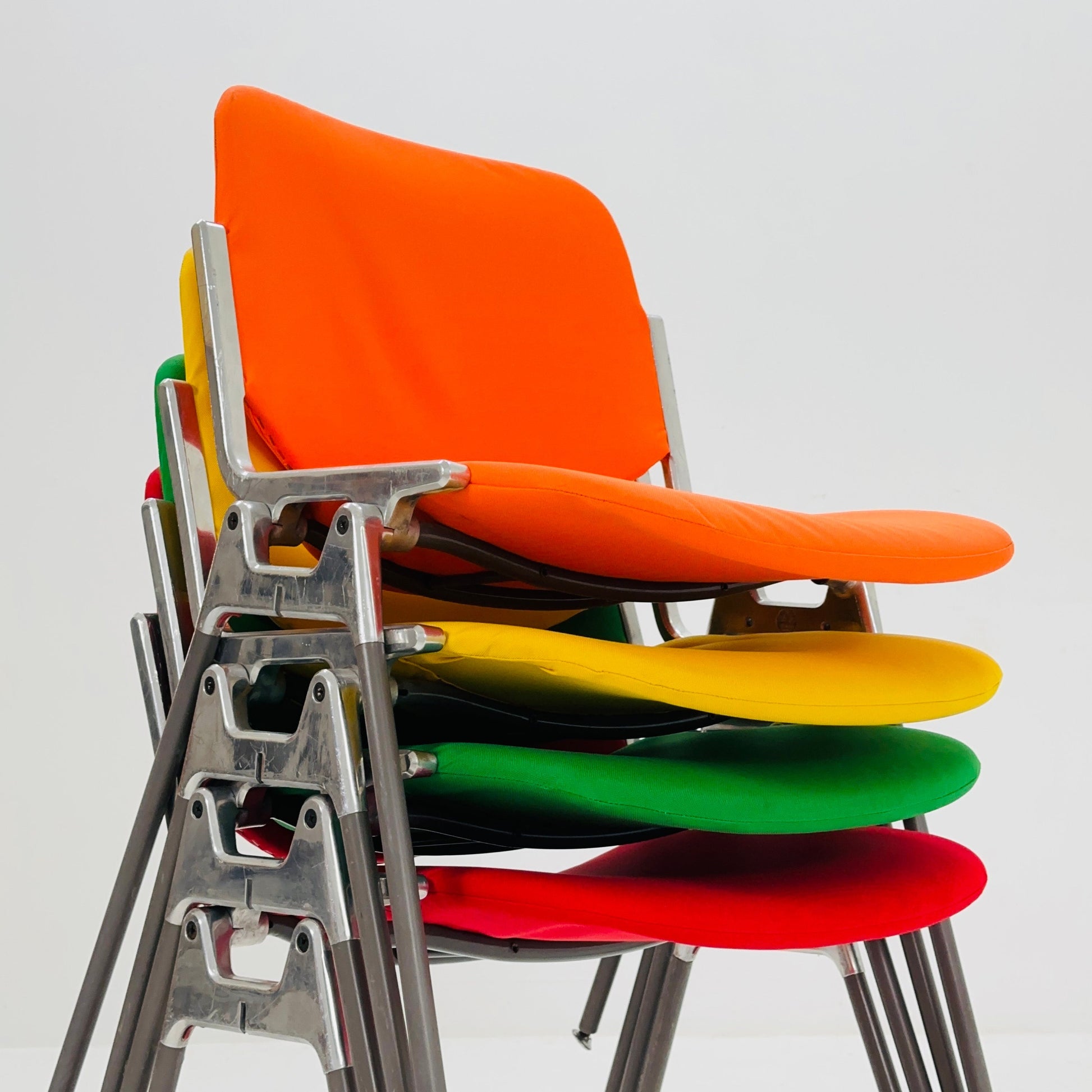 Set of 4 Colors Mid century Stackable chairs by Giancarlo Piretti for Anomima Castelli ,Italy 1960s