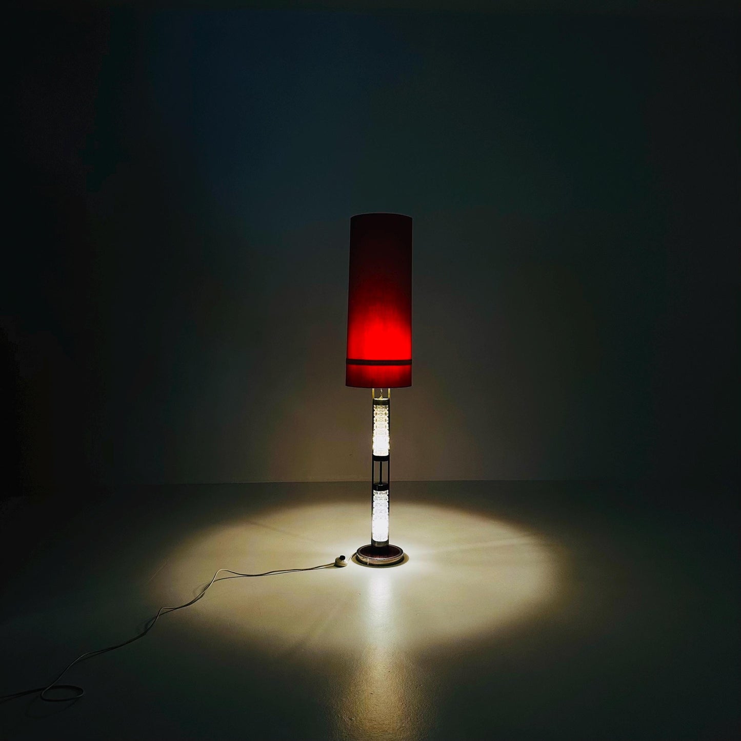 Space age German red floor lamp by Richard Essig, 1970s