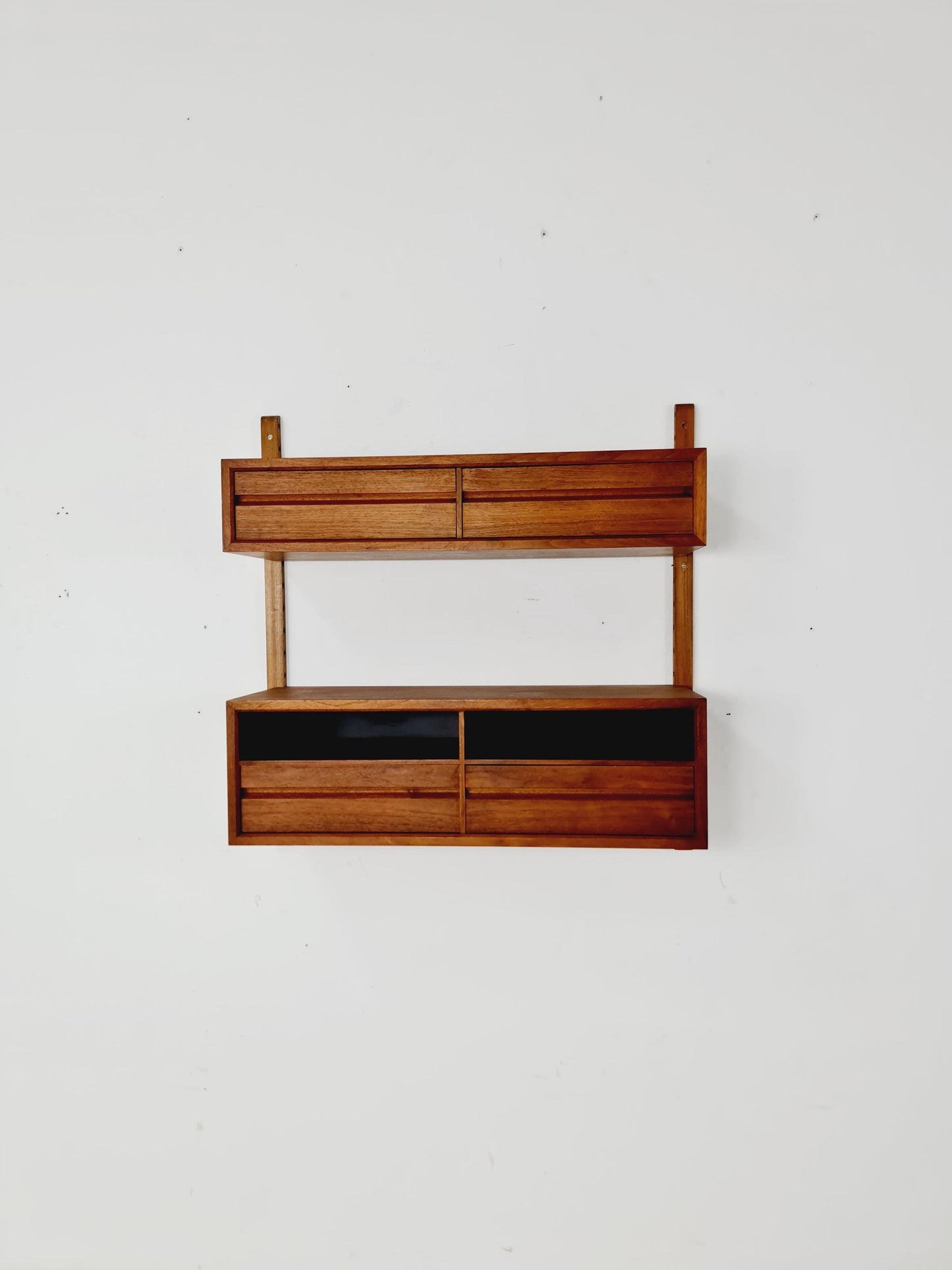 Midcentury Danish walnut Wall-Mounted Shelving Unit, by Royal for Poul Cadovius, 1960s