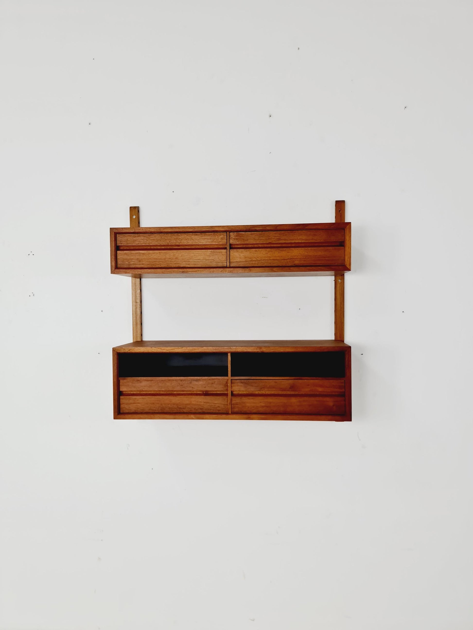 Midcentury Danish walnut Wall-Mounted Shelving Unit, by Royal for Poul Cadovius, 1960s