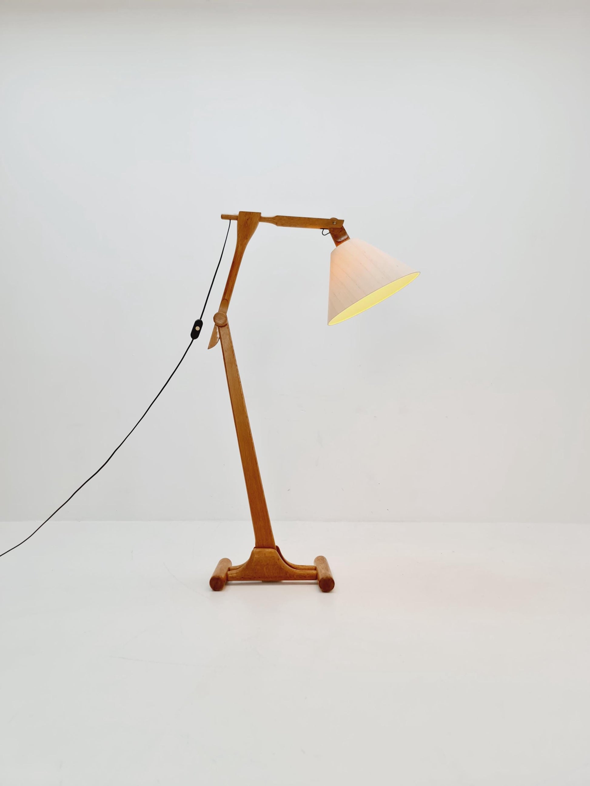 Rare Vintage Danish Oak floor lamp by DOMUS 1970s
