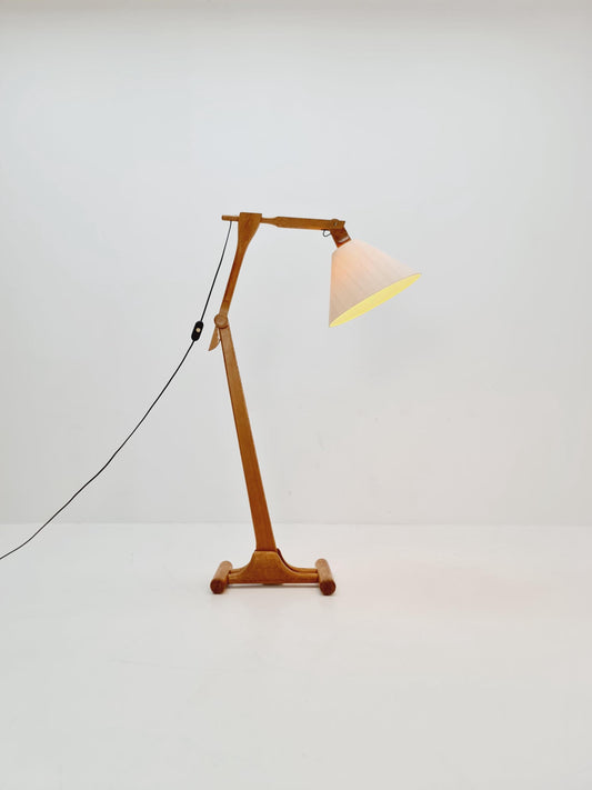 Rare Vintage Danish Oak floor lamp by DOMUS 1970s