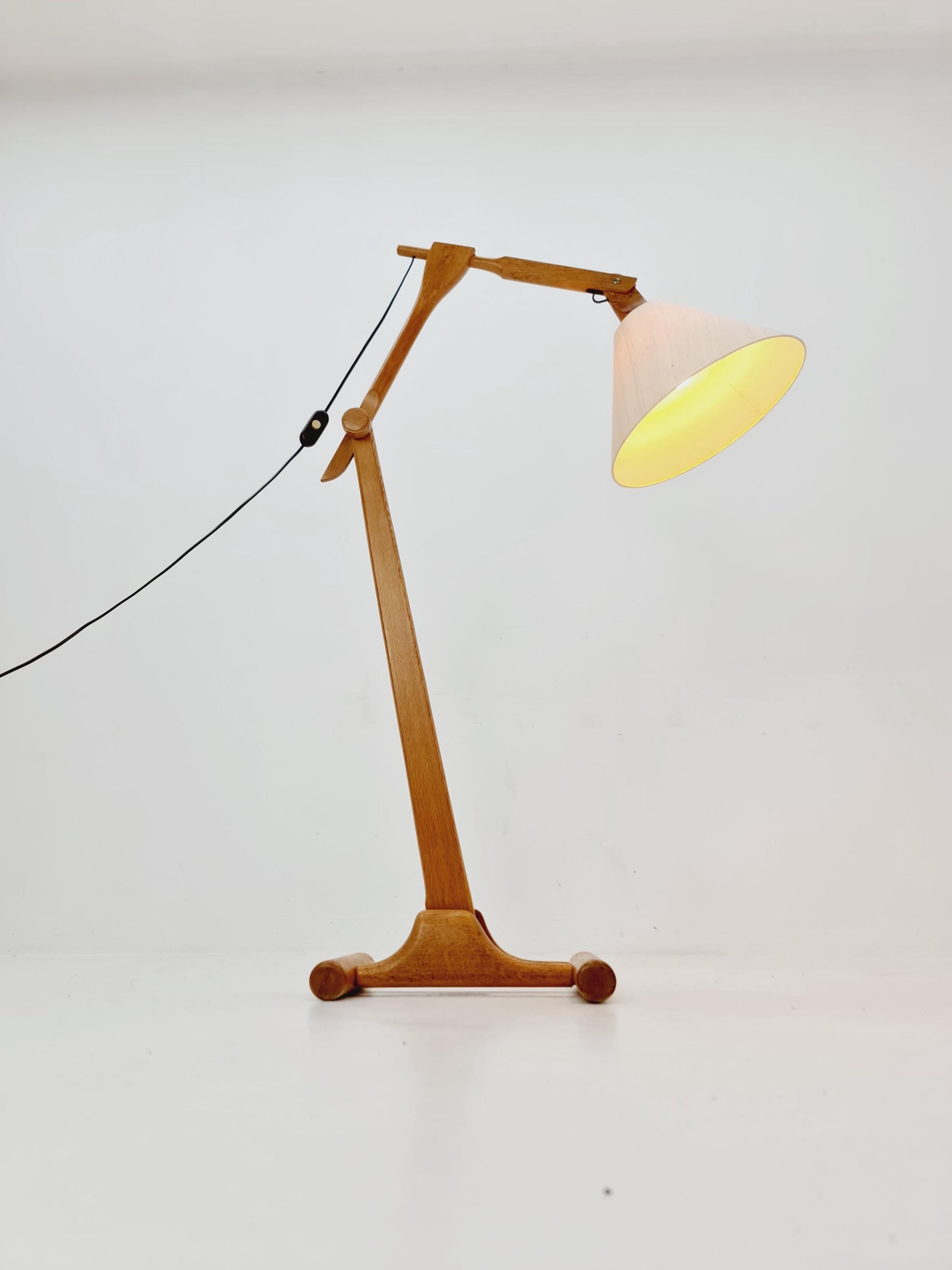 Rare Vintage Danish Oak floor lamp by DOMUS 1970s
