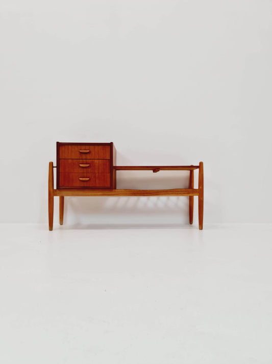 Danish teak & oak telefon table/ hallway table Arne wahl Iversen, 1960s