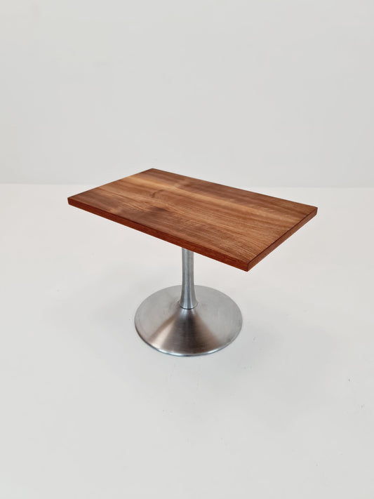 Midcentury German walntut revolving coffee table with tulip Base, 1970s