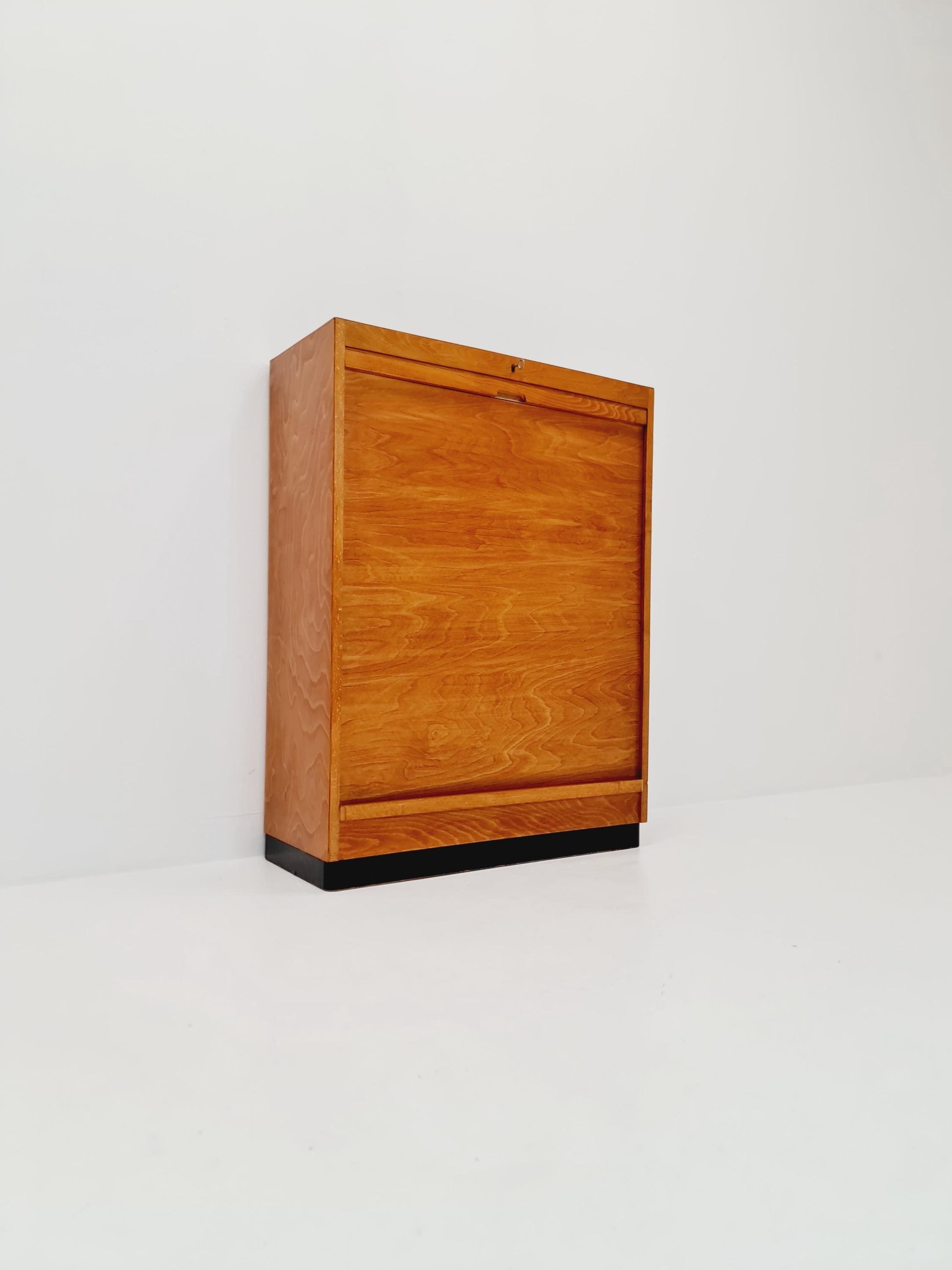 Bauhaus German roll document cabinet Wood by Koncord Möbel , 1930s