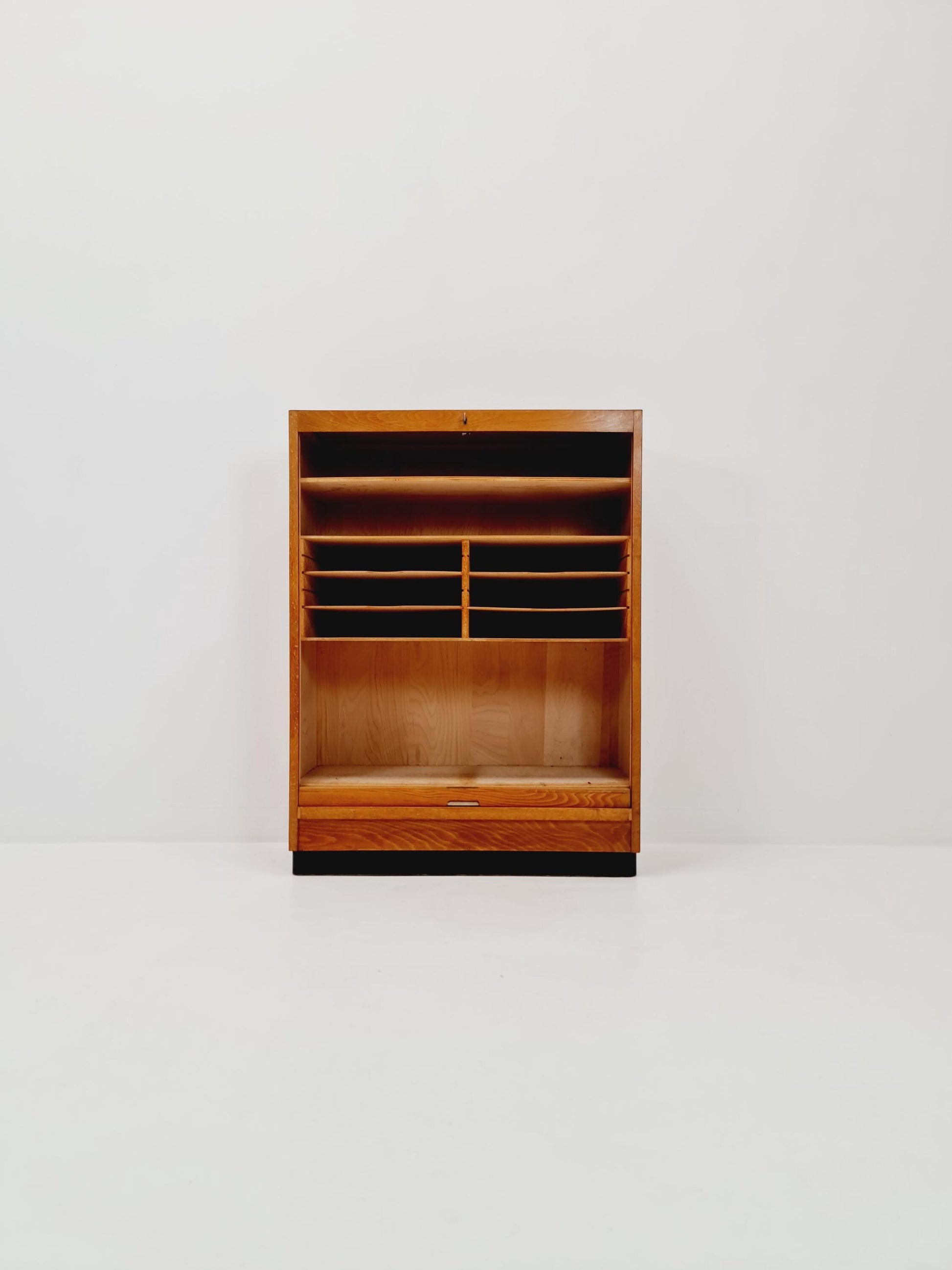Bauhaus German roll document cabinet Wood by Koncord Möbel , 1930s