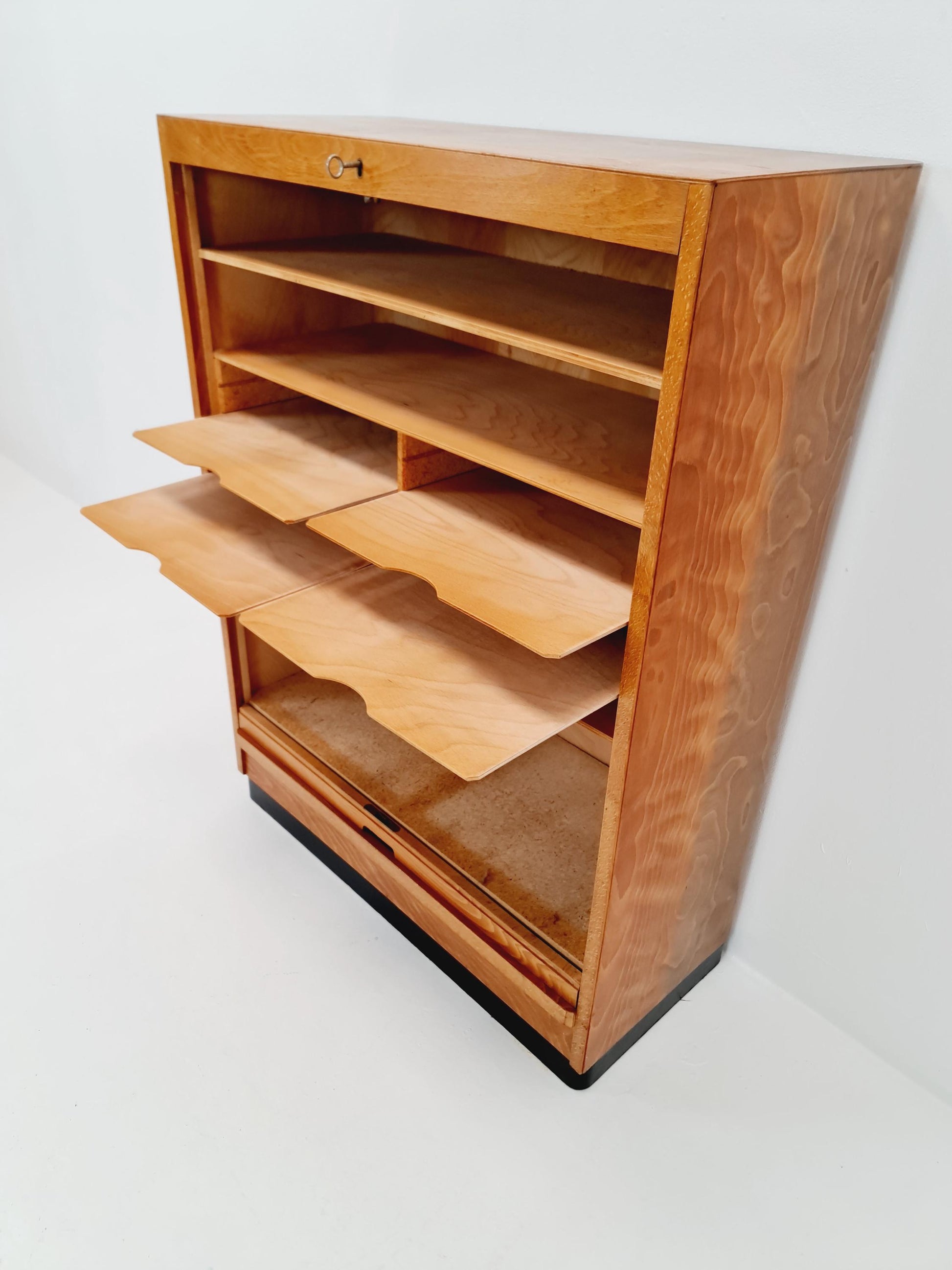 Bauhaus German roll document cabinet Wood by Koncord Möbel , 1930s