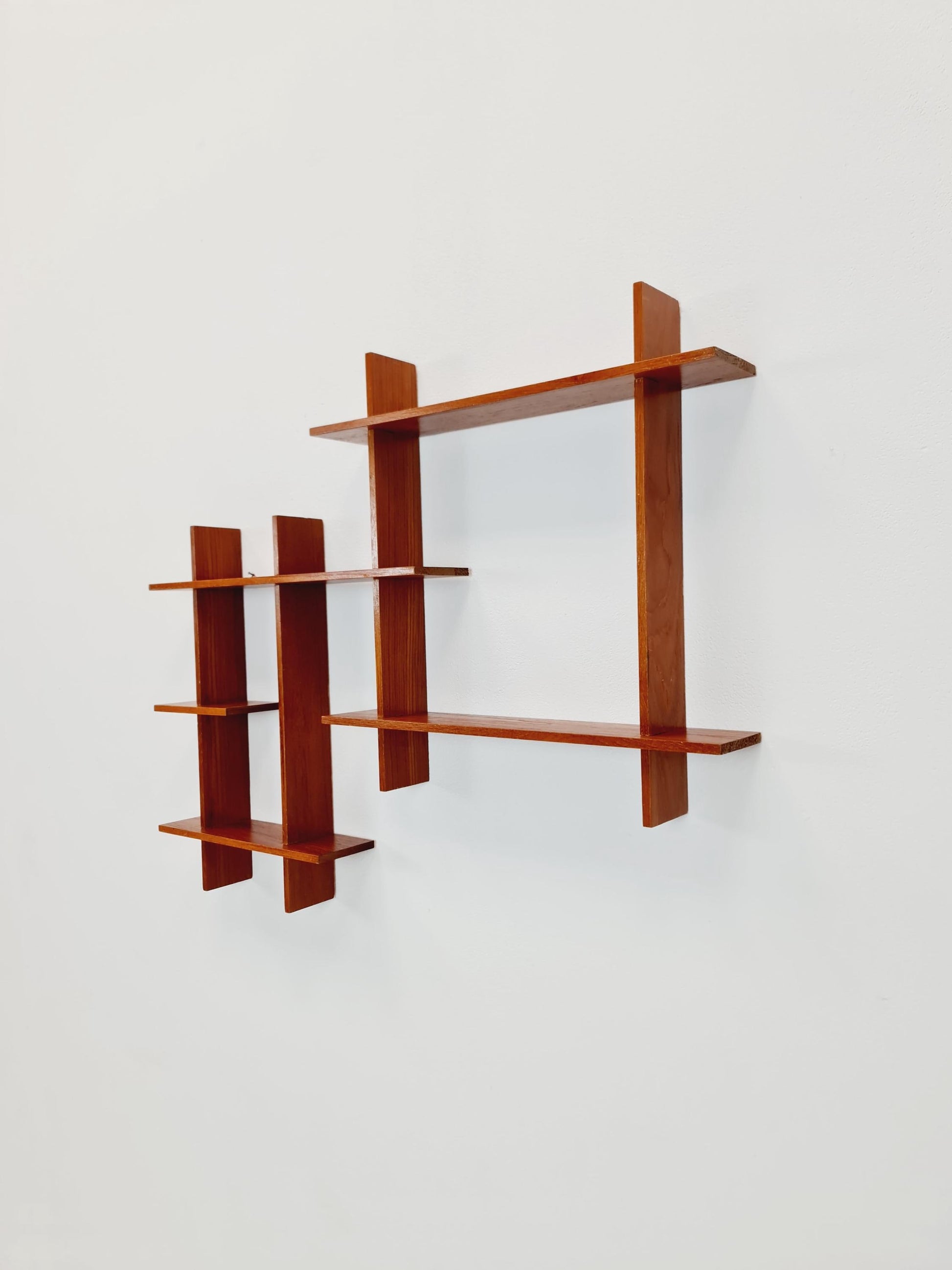 Vintage teak wall cross shelf Sweden 1960s