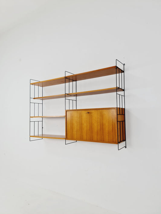 String shelf-system, bookcase cabinet teak by WHB Germany, 1950s