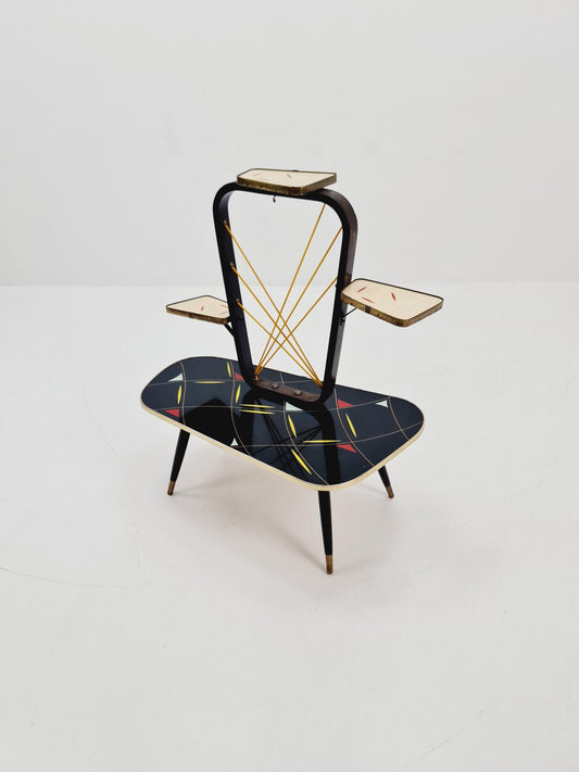 Big 1950s German Plant Stand, Colorful Vintage Mid-Century Minimalist Indoor Plant Stand Side Table Retro flower table