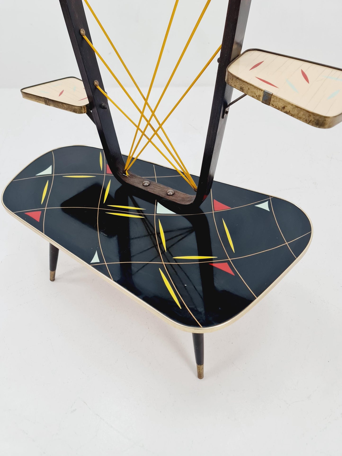 Big 1950s German Plant Stand, Colorful Vintage Mid-Century Minimalist Indoor Plant Stand Side Table Retro flower table