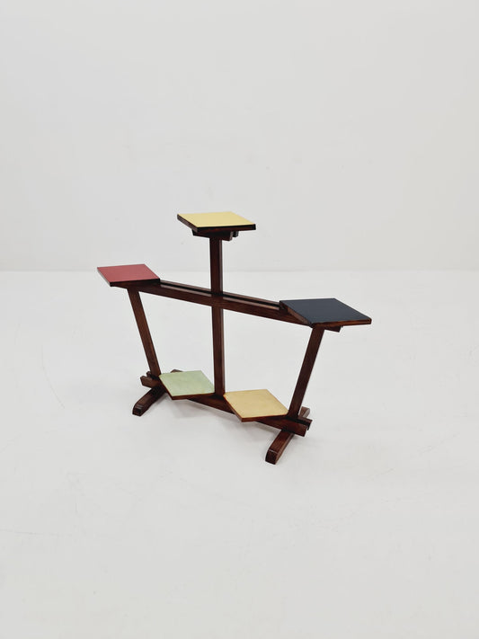 Big 1950s German Plant Stand, Colorful Vintage Mid-Century Minimalist Indoor Plant Stand Side Table Retro flower table