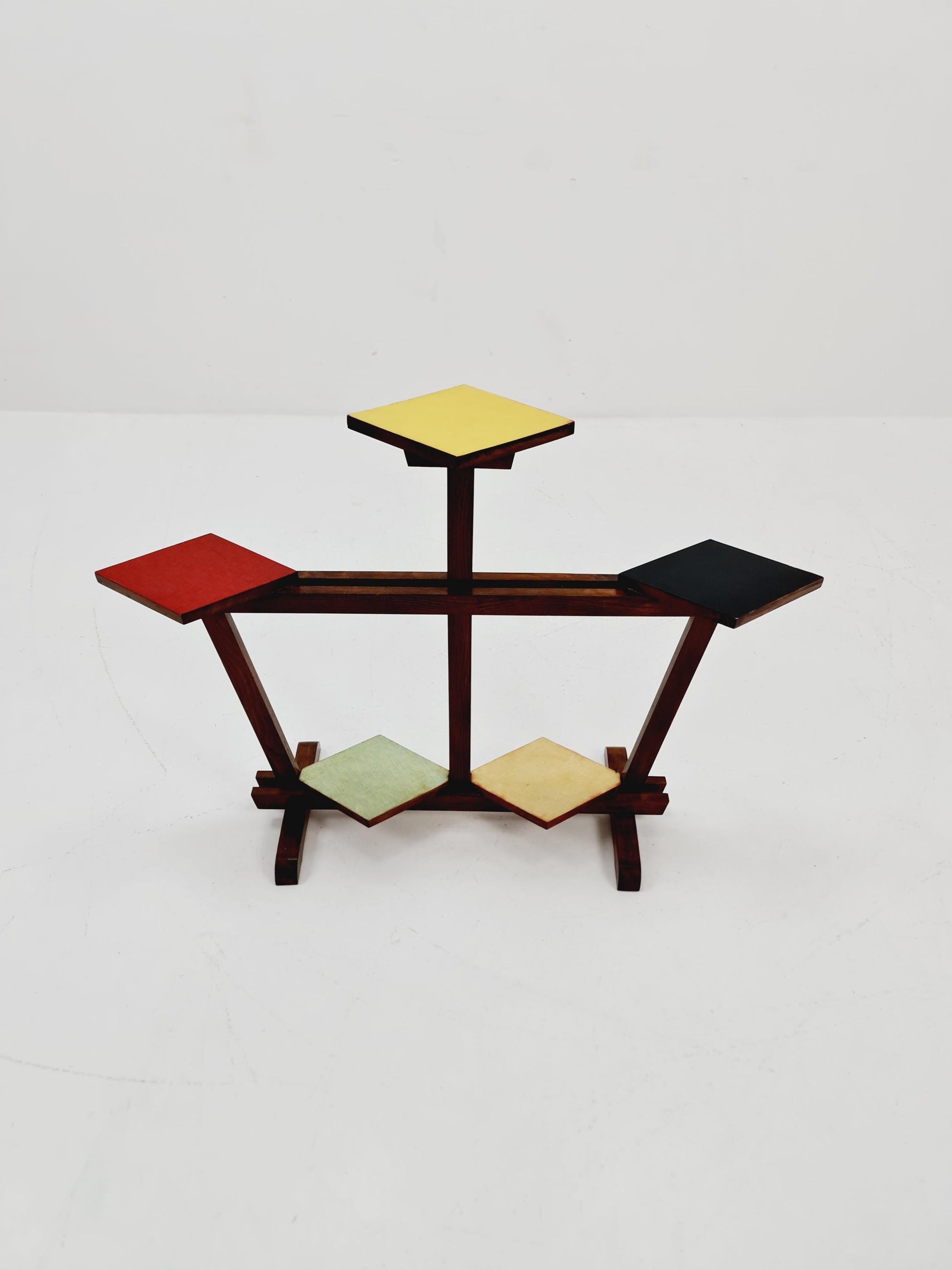 Big 1950s German Plant Stand, Colorful Vintage Mid-Century Minimalist Indoor Plant Stand Side Table Retro flower table