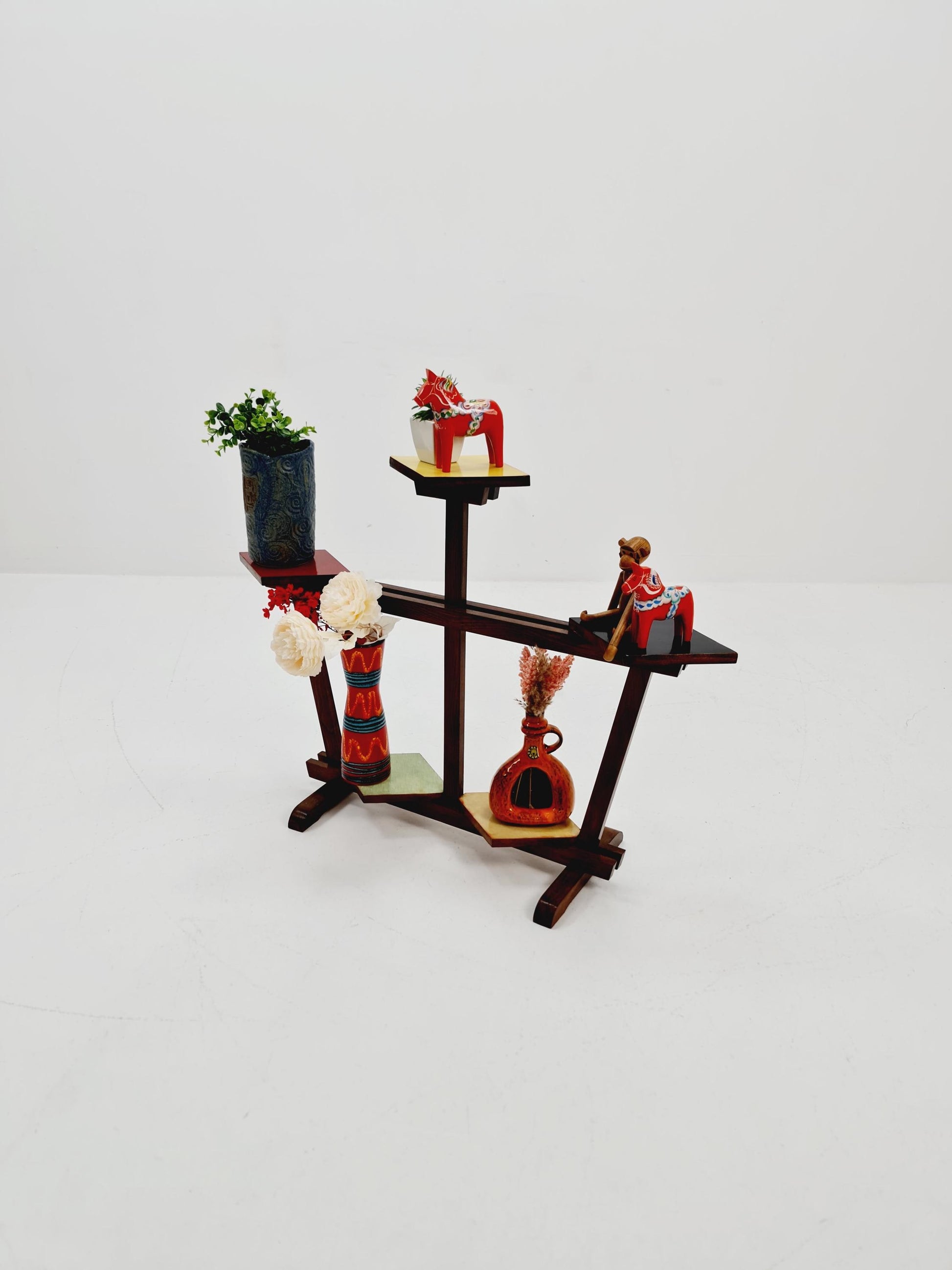 Big 1950s German Plant Stand, Colorful Vintage Mid-Century Minimalist Indoor Plant Stand Side Table Retro flower table